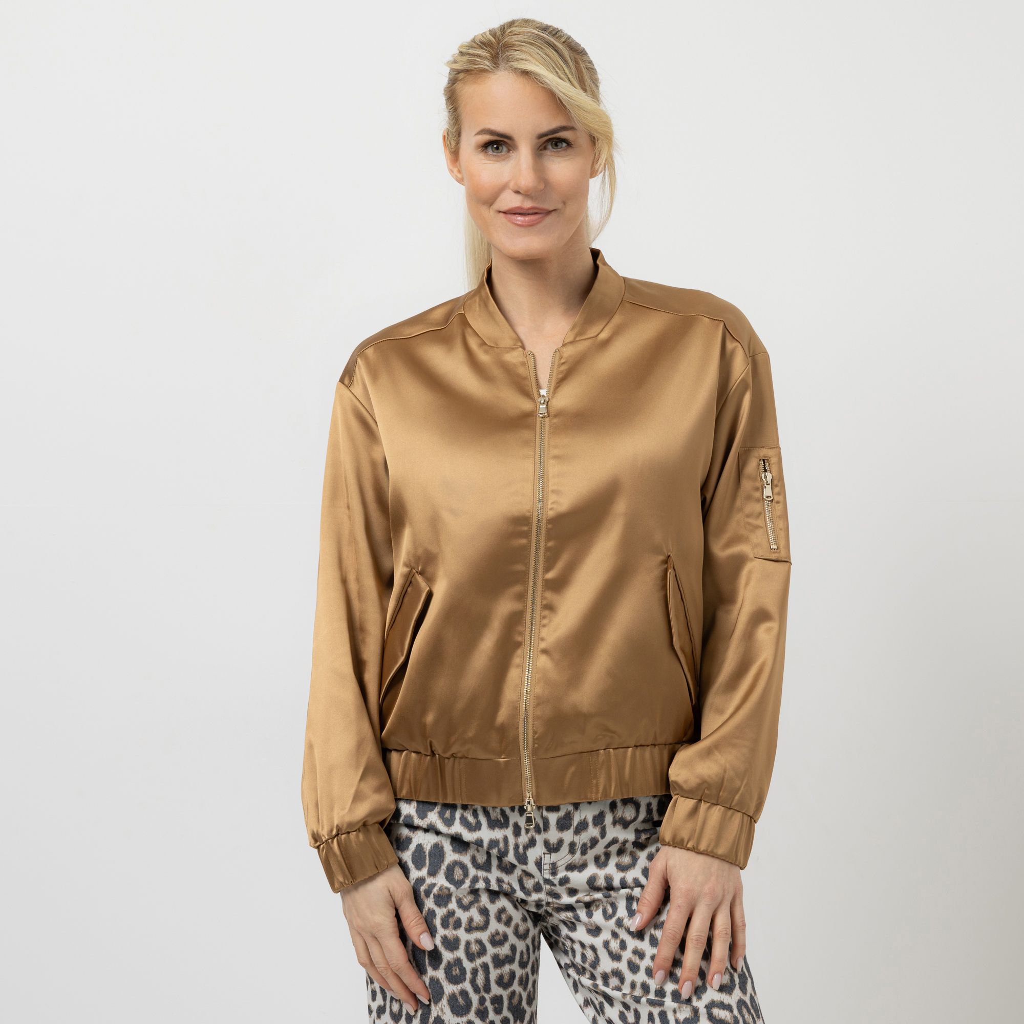 B-Ware EVA LUTZ Satin-Blouson 2-Wege-Reißverschluss 2 Pattentaschen