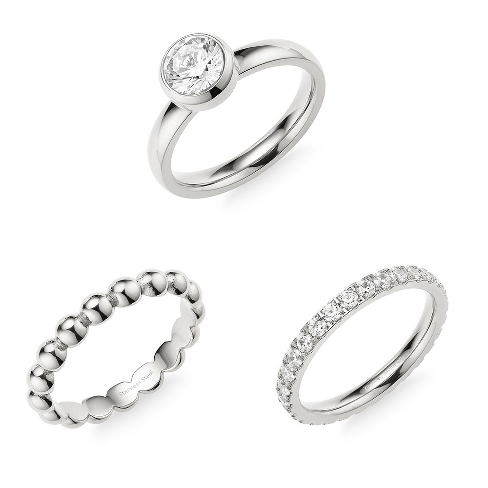 B-Ware DIAMONIQUE® 3tlg. Ring-Set zus. mind. = 1,84ct Brillantschliff
