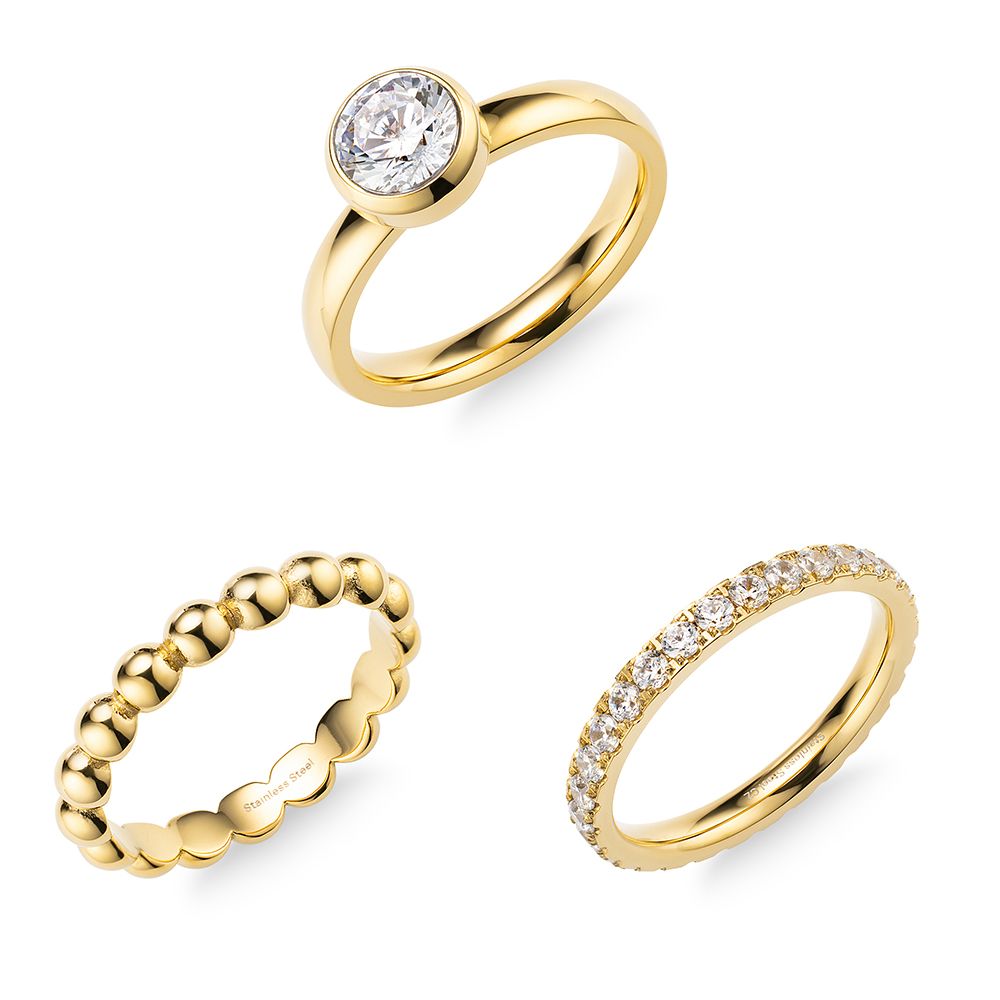 B-Ware DIAMONIQUE® 3tlg. Ring-Set zus. mind. = 1,84ct Brillantschliff