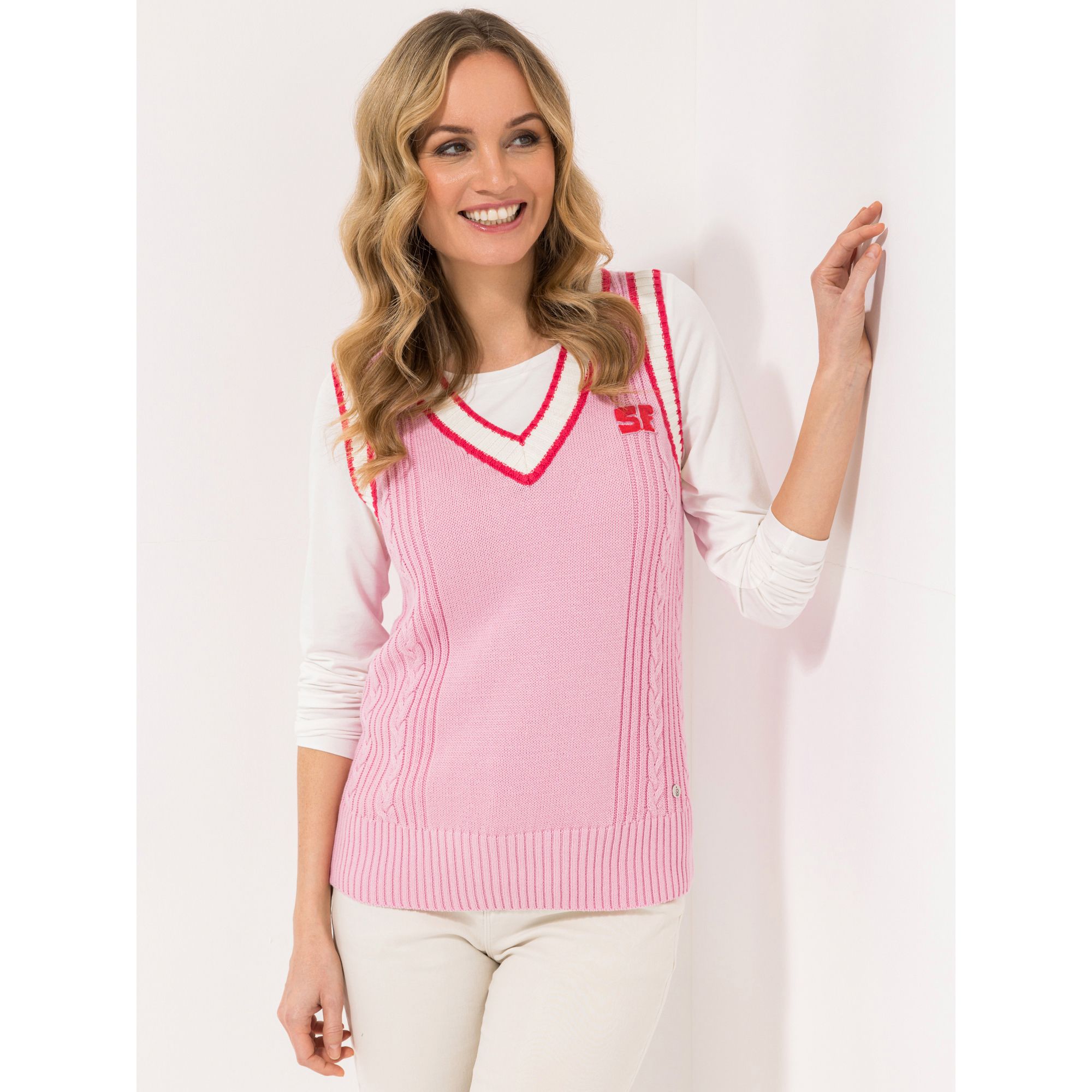 B-Ware STRANDFEIN Pullunder V-Ausschnitt Logo-Applikation