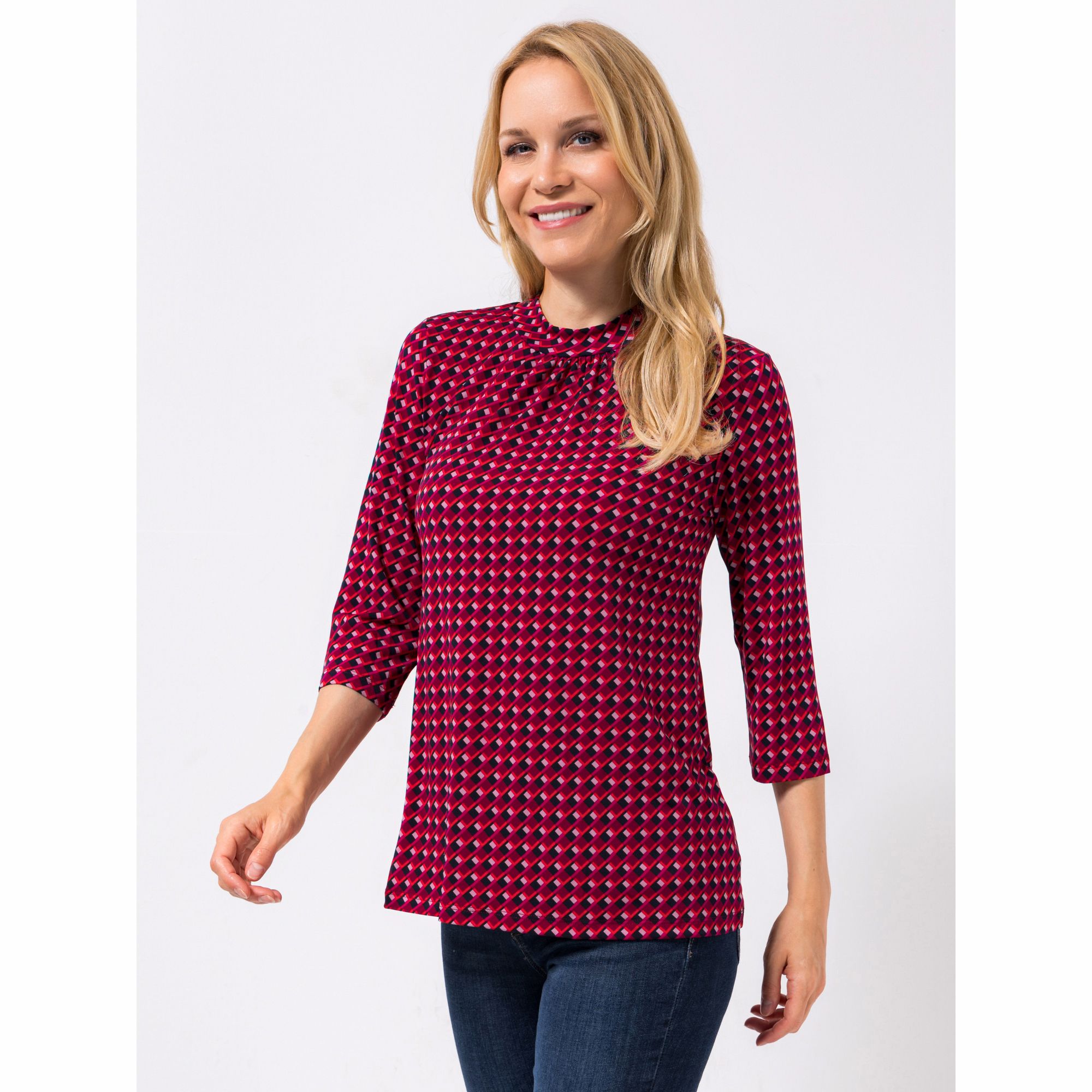 B-Ware KIM & CO. Shirt, 3/4-Arm Brazil Knit Jersey Stehkragen