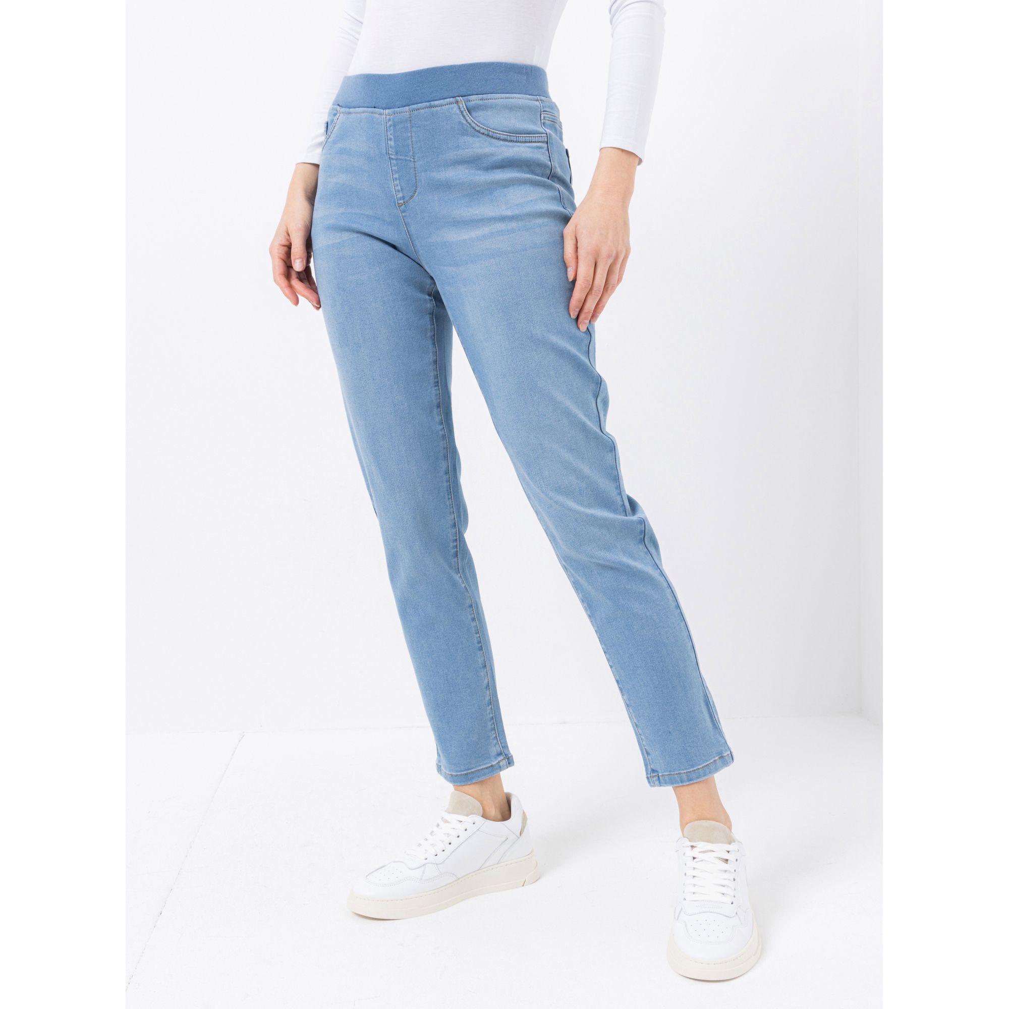 B-Ware DENIM & CO. Jeggings, knöchellang 5-Pocket-Style Rundumdehnbund