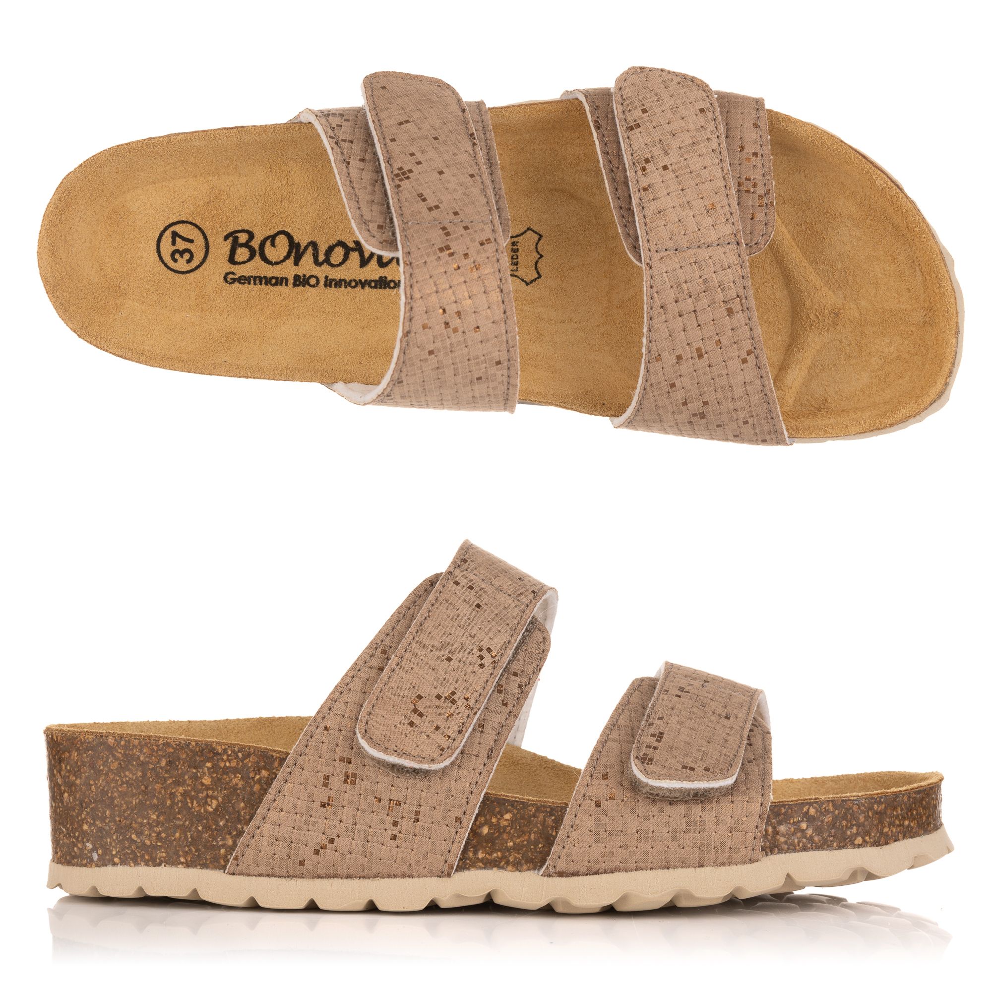 B-Ware BONOVA Damen-Pantolette Klettverschluss Keilabsatz ca. 3,5cm