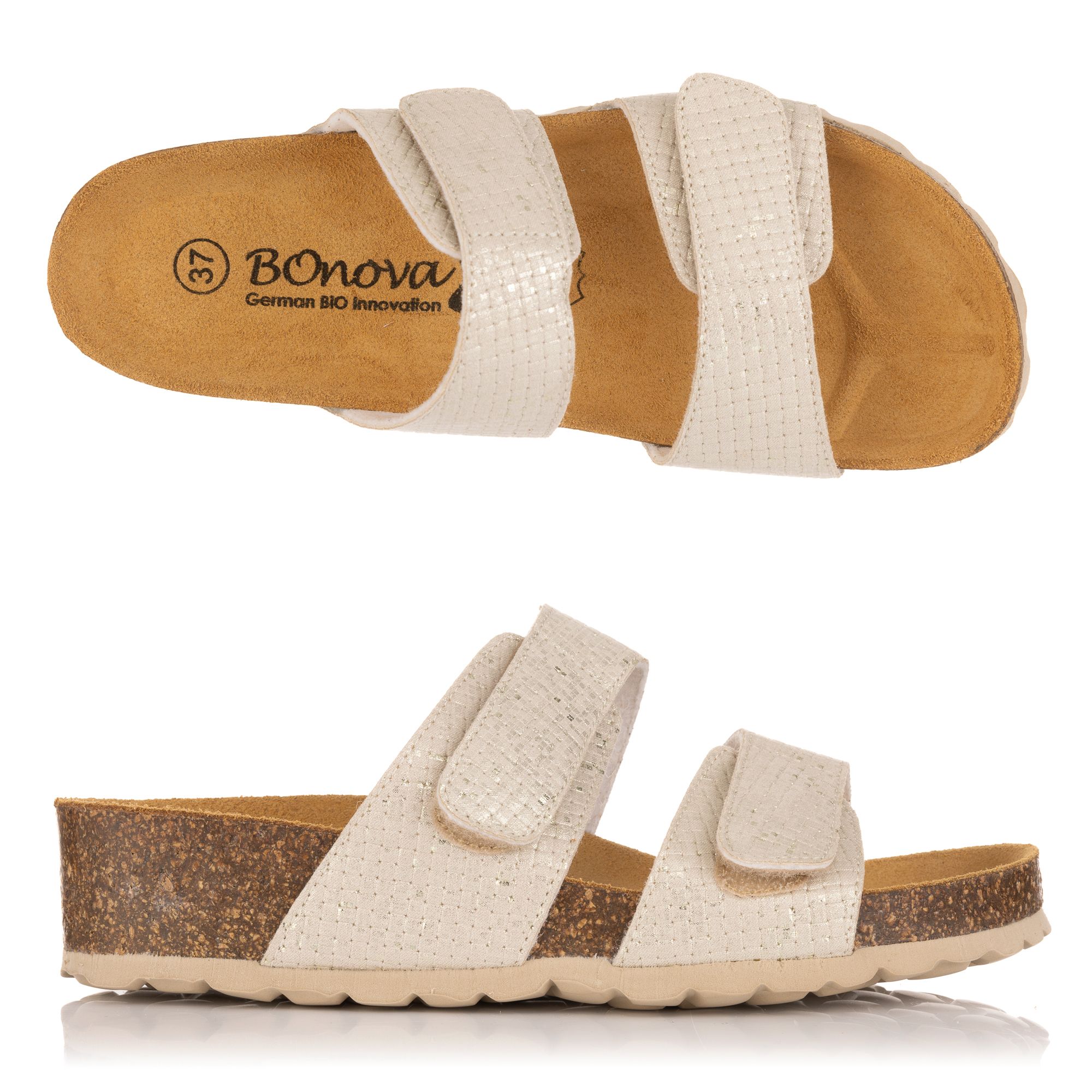 B-Ware BONOVA Damen-Pantolette Klettverschluss Keilabsatz ca. 3,5cm