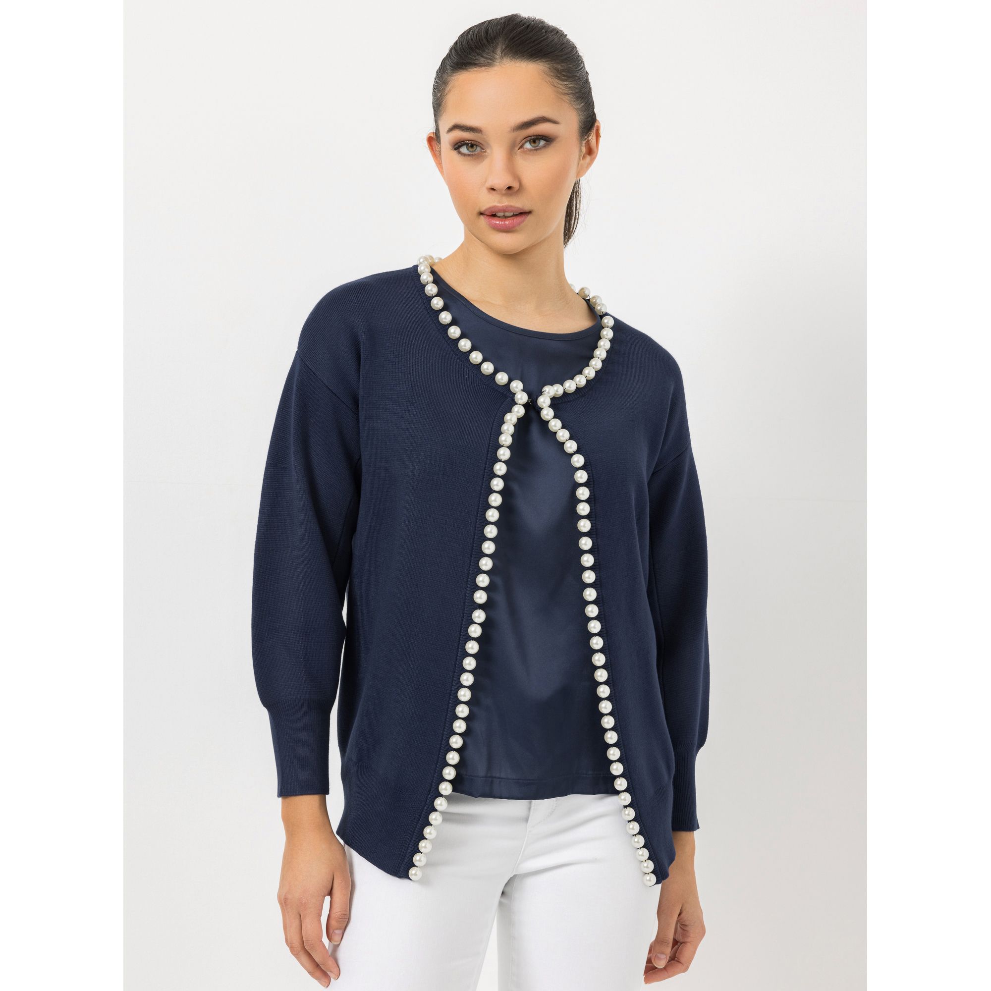 B-Ware STEFFEN SCHRAUT Cardigan Rundhalsausschnitt Perlen-Details