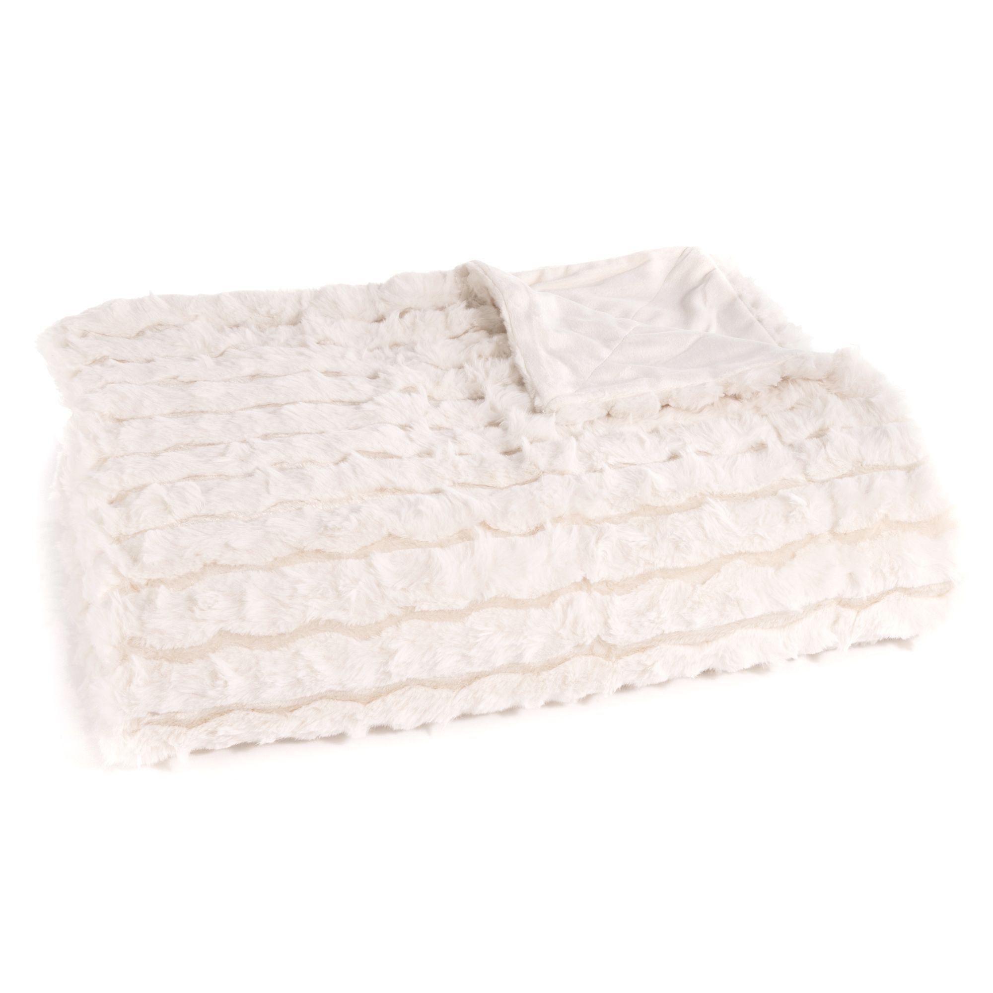 B-Ware MONT CHALET Fellplaid Jacquard-Streifen Mikrofaser-Fellimitat