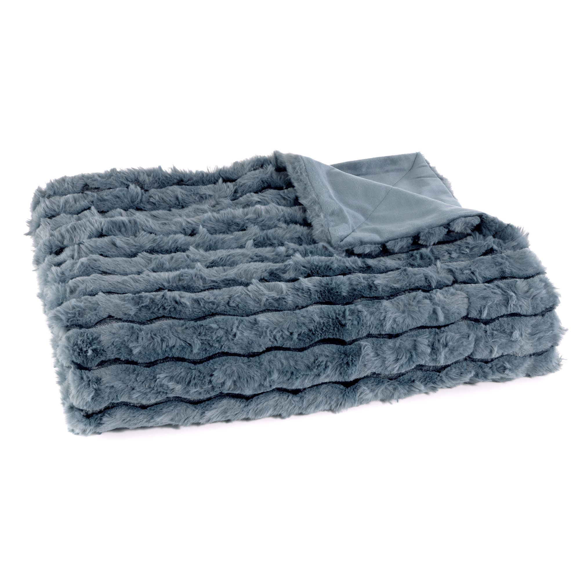 B-Ware MONT CHALET Fellplaid Jacquard-Streifen Mikrofaser-Fellimitat