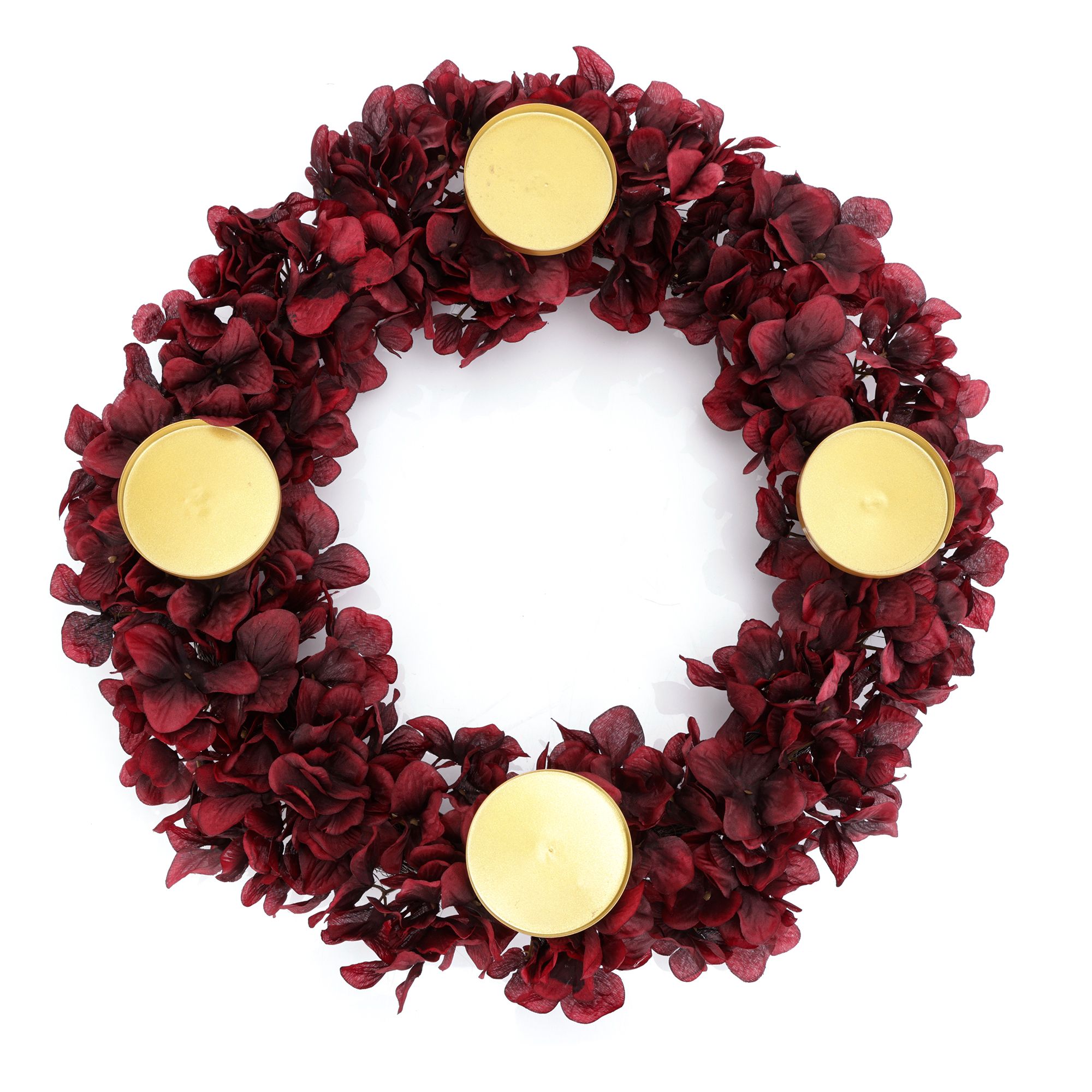 B-Ware ABELLA Flora künstl. Adventskranz Hortensienblüten für Kerzen Ø 7,5cm