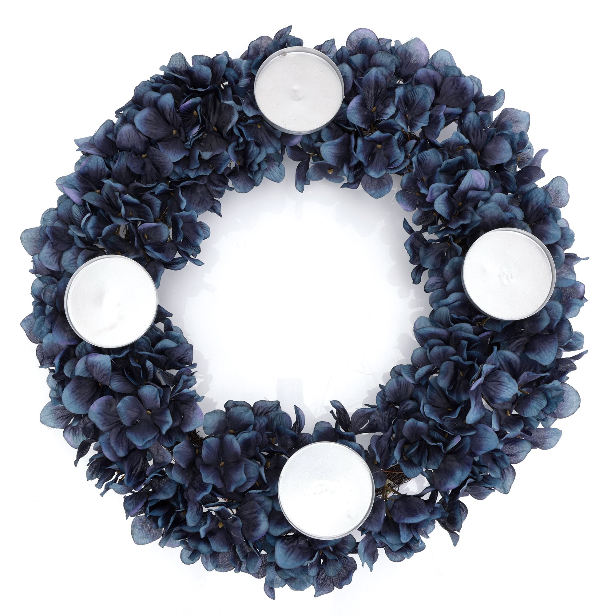 B-Ware ABELLA Flora künstl. Adventskranz Hortensienblüten für Kerzen Ø 7,5cm