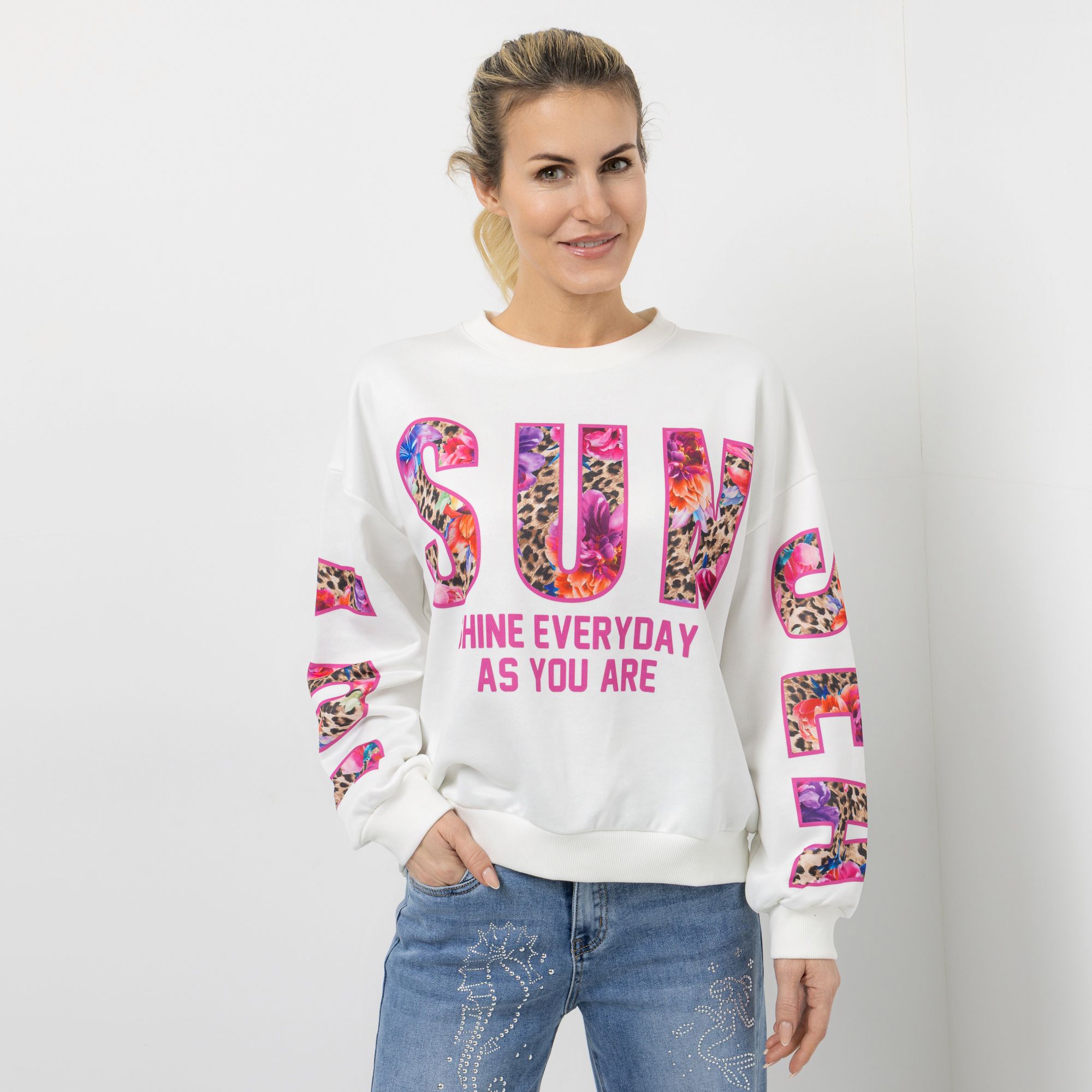 B-Ware DINE 'N' DANCE Sweatshirt platzierter Druck Rundhalsausschnitt