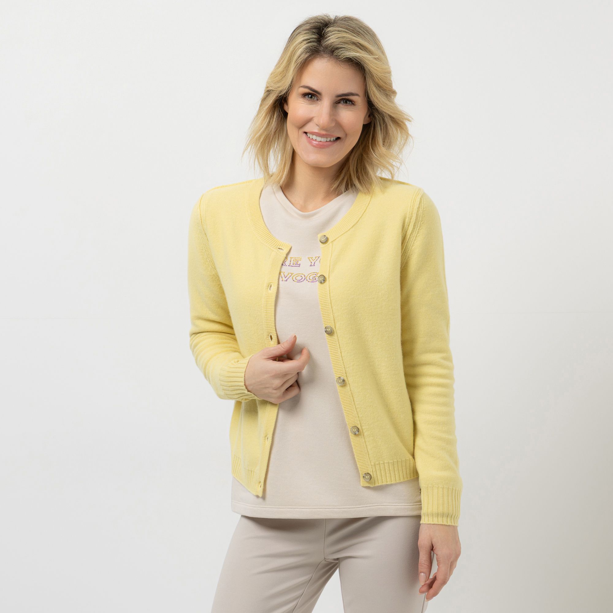 B-Ware STRANDFEIN Cardigan Rundhalsausschnitt Knopfleiste