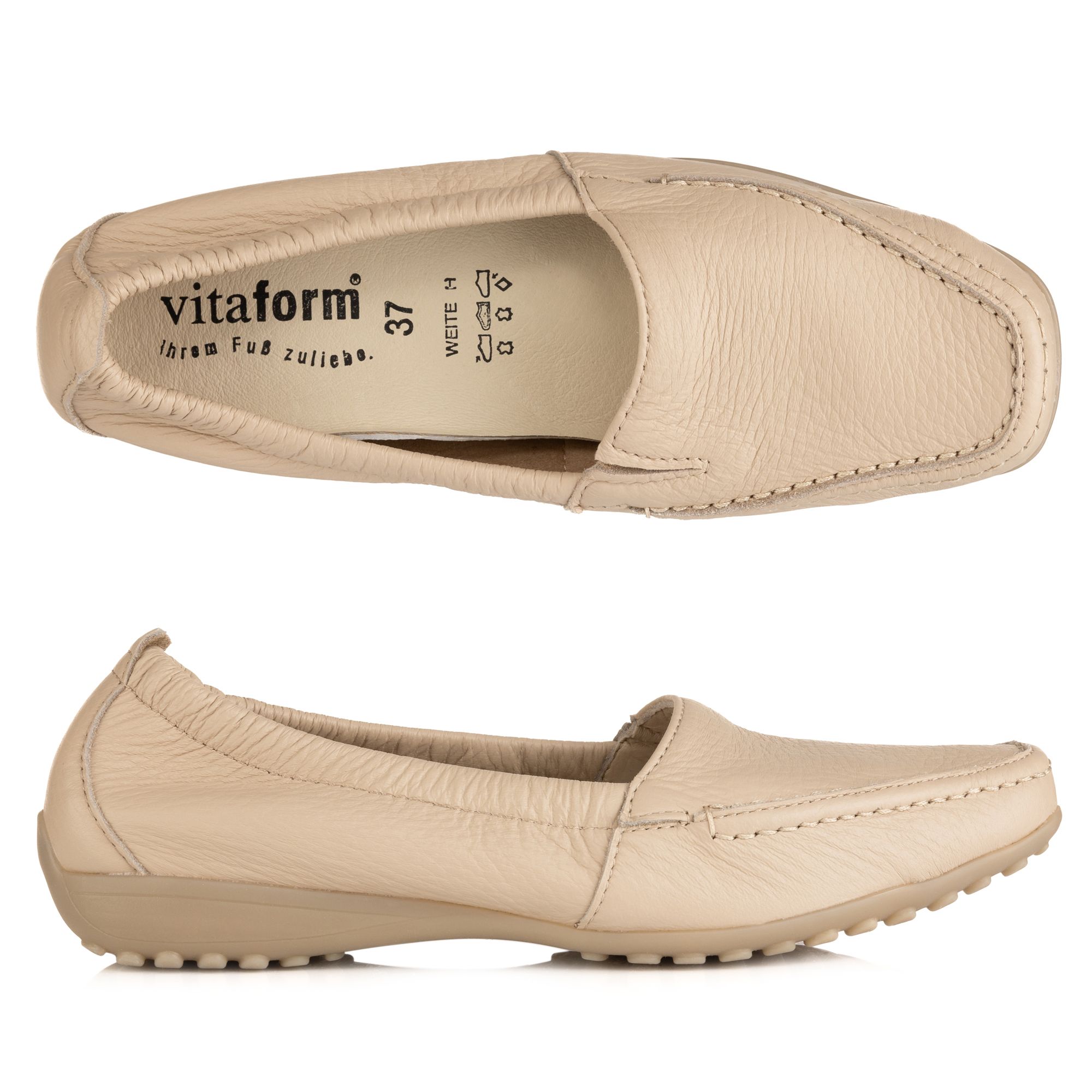 B-Ware VITAFORM Damen-Mokassin Hirschleder flexibler Einfass