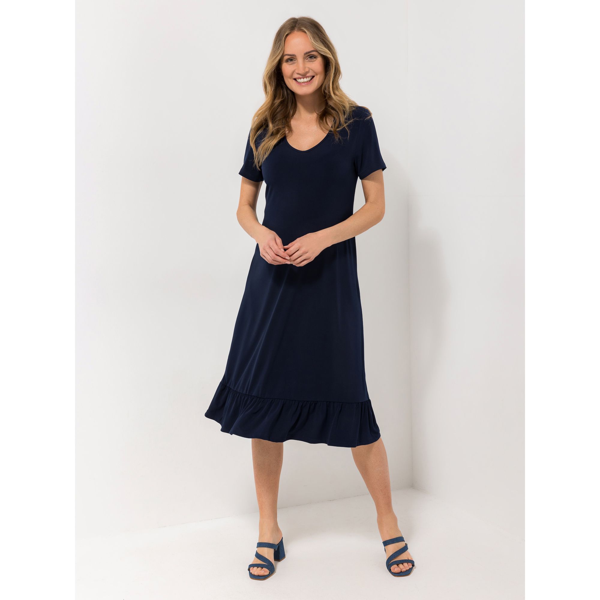 B-Ware KIM & CO. Midi-Kleid, 1/2-Arm Brazil Knit Jersey Rüsche am Saum