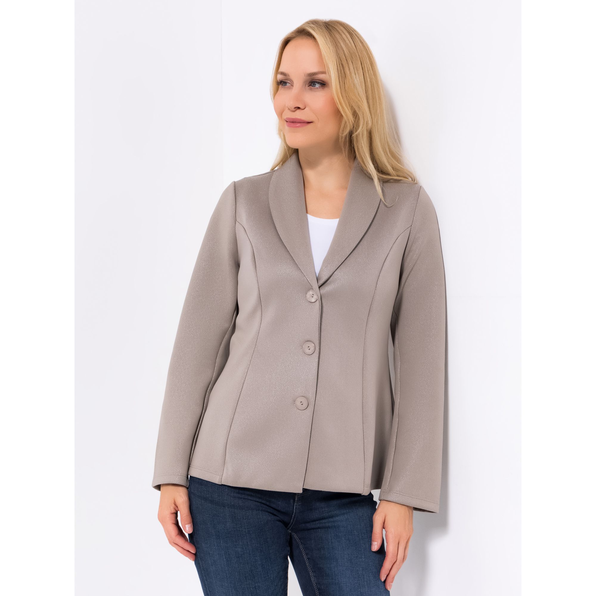 B-Ware KIM & CO. Blazer, Schalkragen Scuba Leder Optik 3 Knopf Verschluss