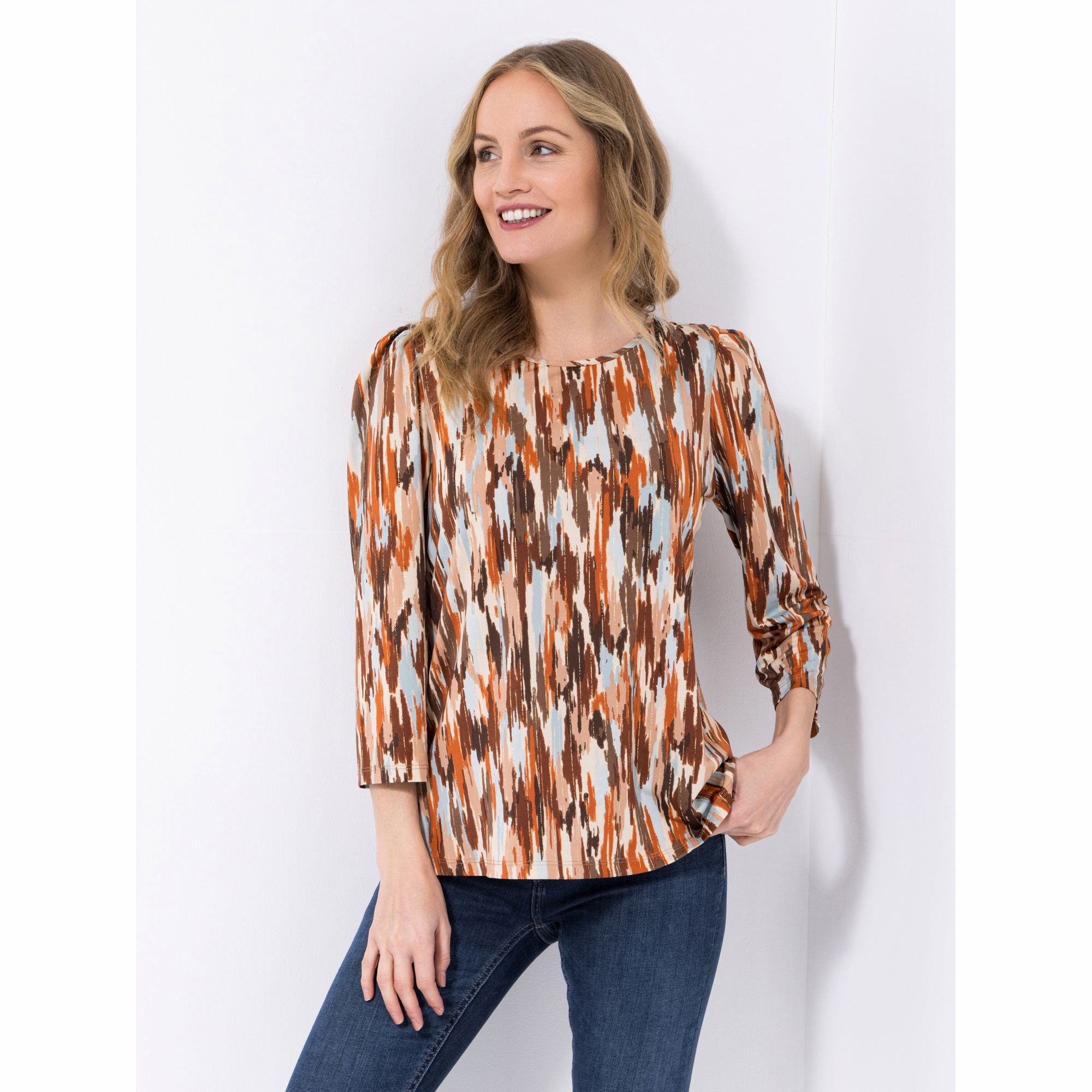 B-Ware KIM & CO. Shirt, 7/8-Arm Brazil Knit Jersey Folien-Druck