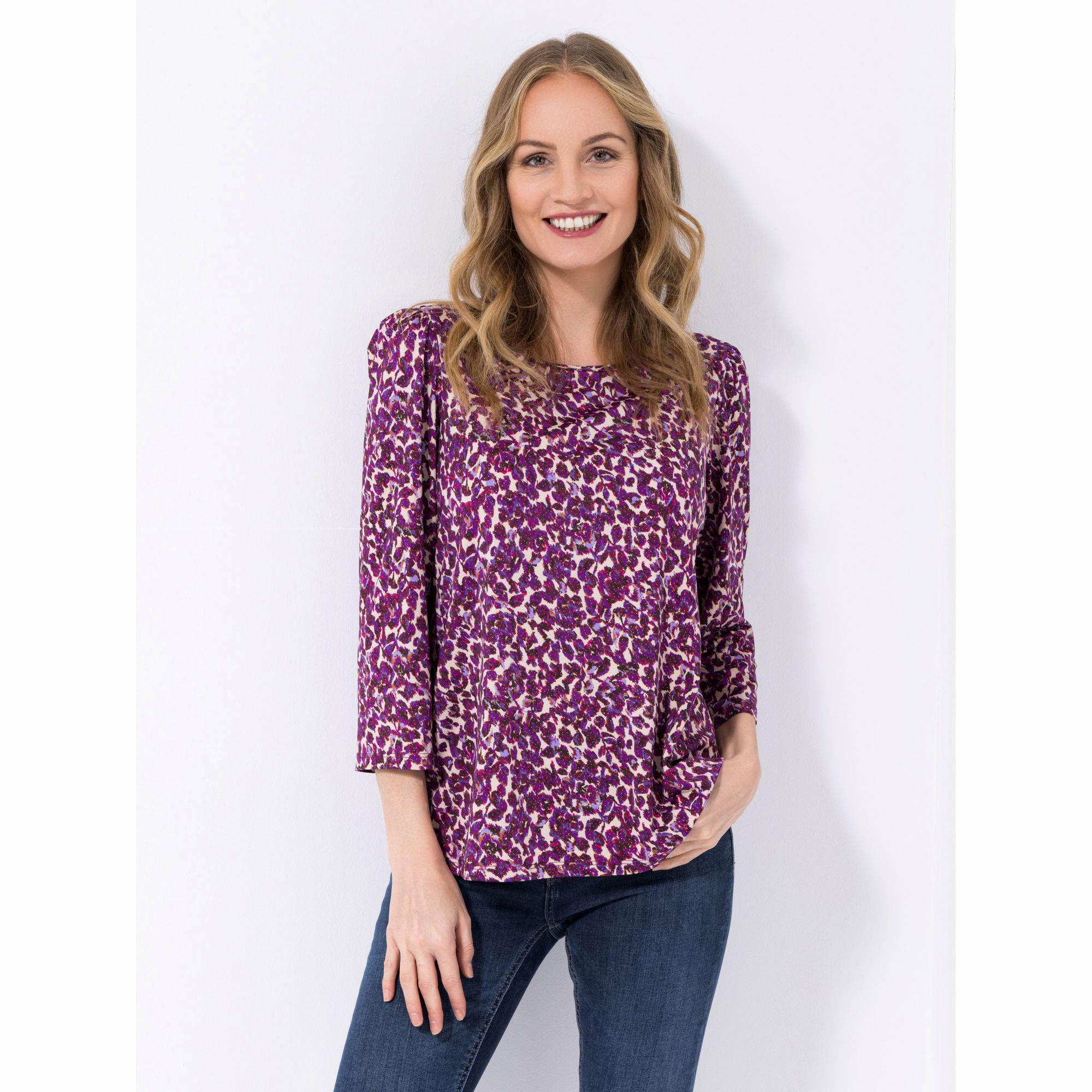 B-Ware KIM & CO. Shirt, 7/8-Arm Brazil Knit Jersey Folien-Druck