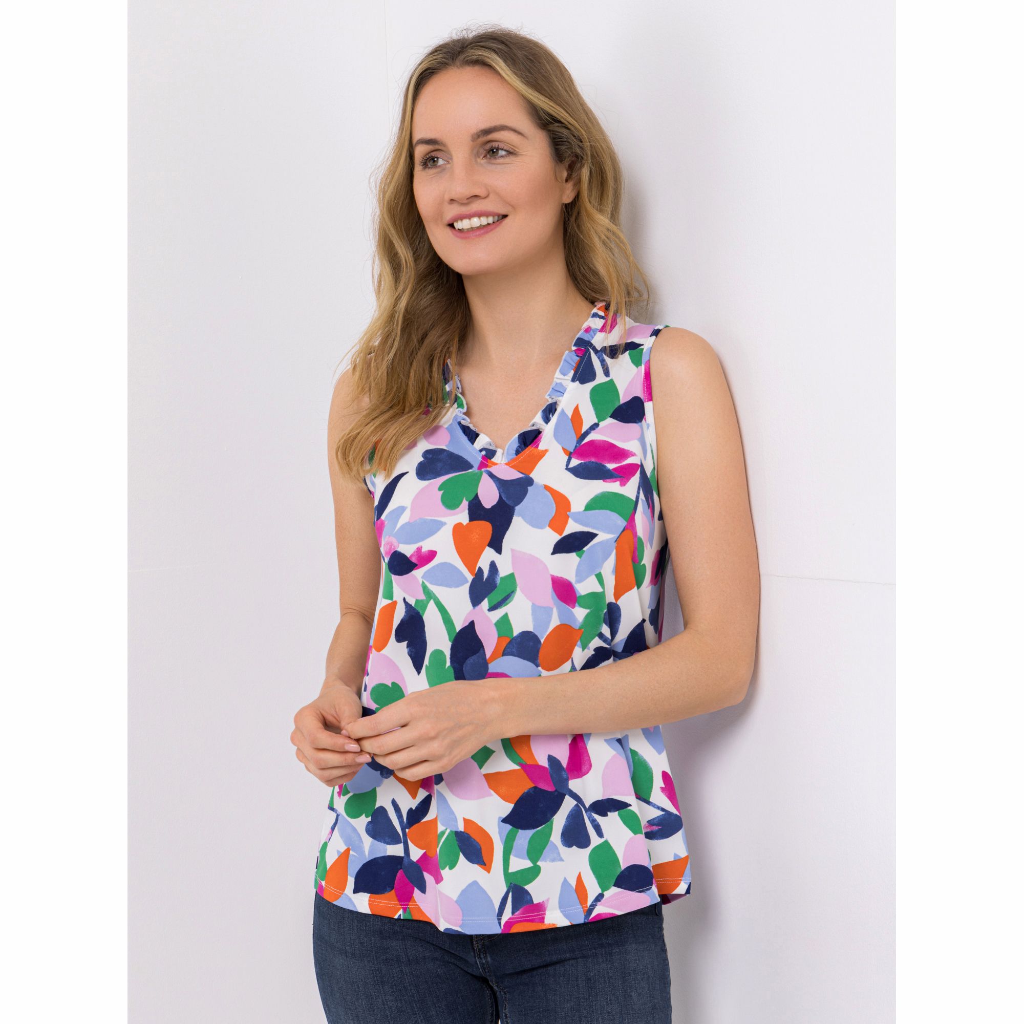 B-Ware KIM & CO. Top Brazil Knit Jersey gerüschter Ausschnitt