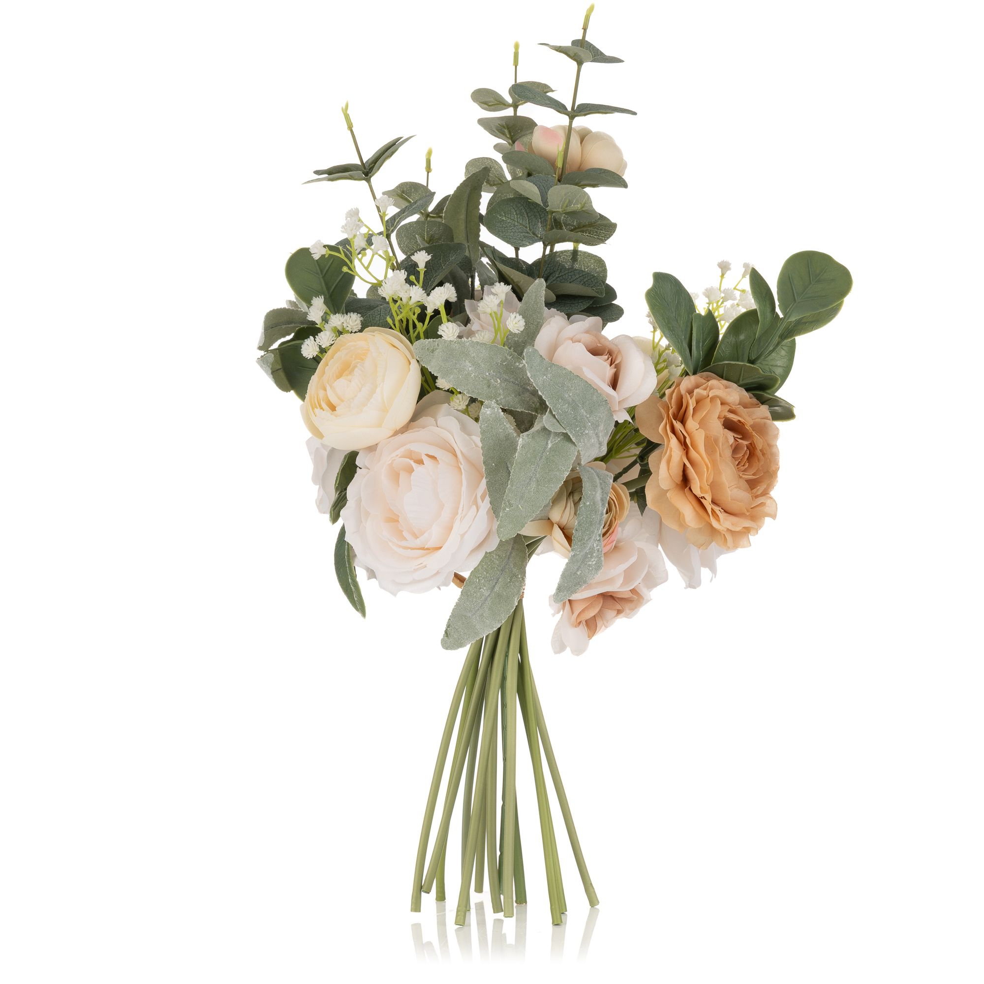 B-Ware ABELLA Flora künstl. Bouquet Rosen & Eukalyptus creme & beigefarben