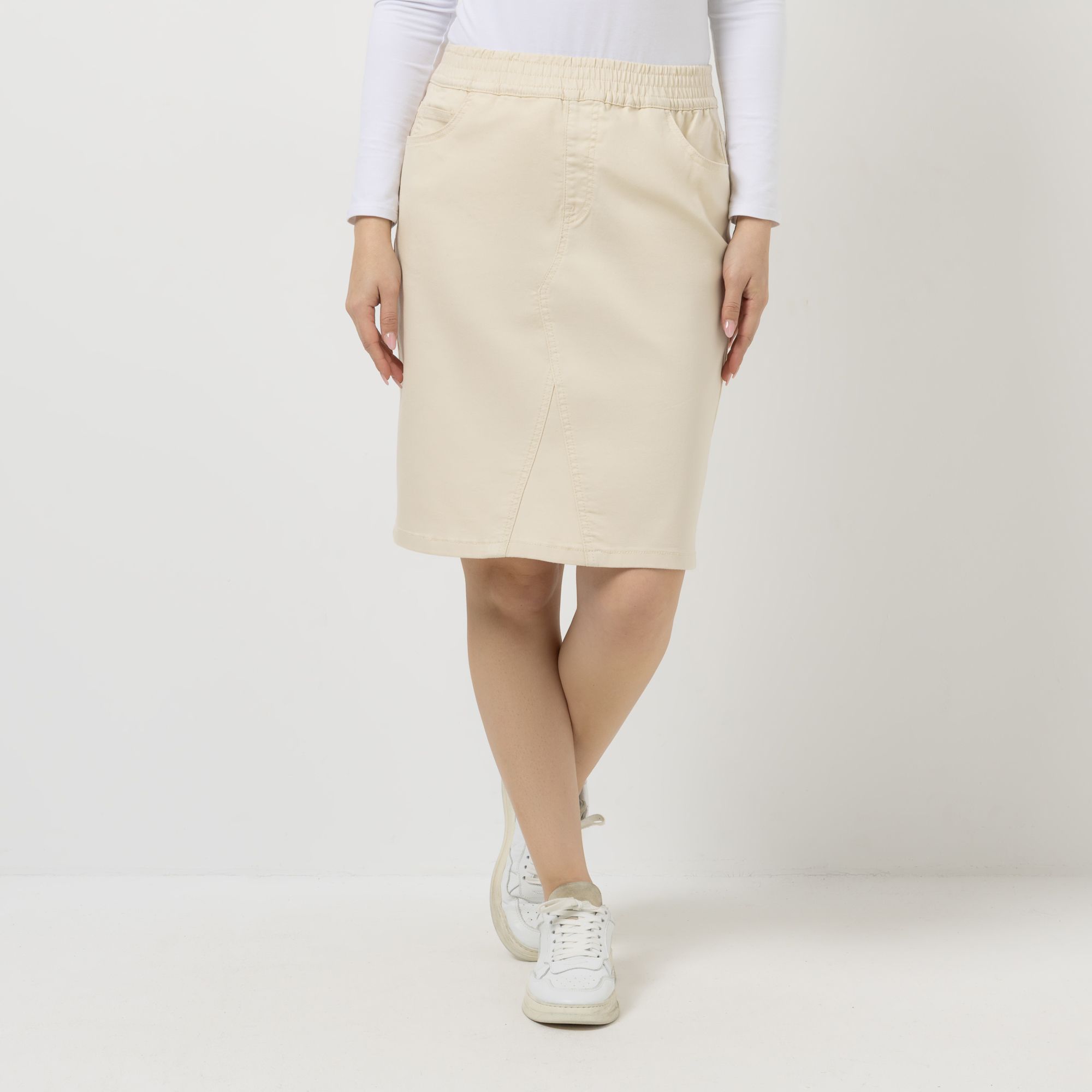 B-Ware DENIM & CO. Jeansrock Rundumdehnbund Eingrifftaschen