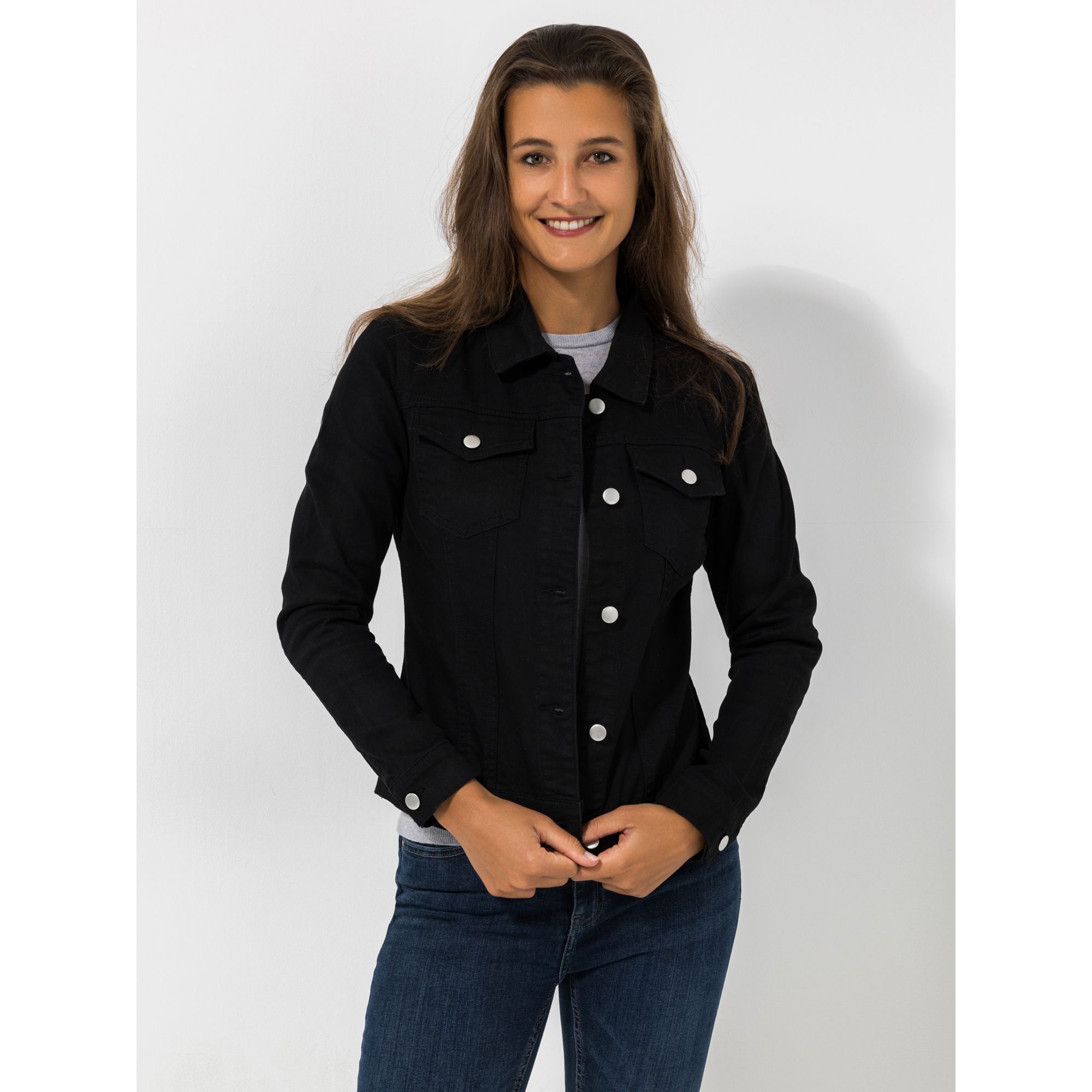 B-Ware VIA MILANO Jeansjacke, 1/1-Arm Kragen Knopfleiste