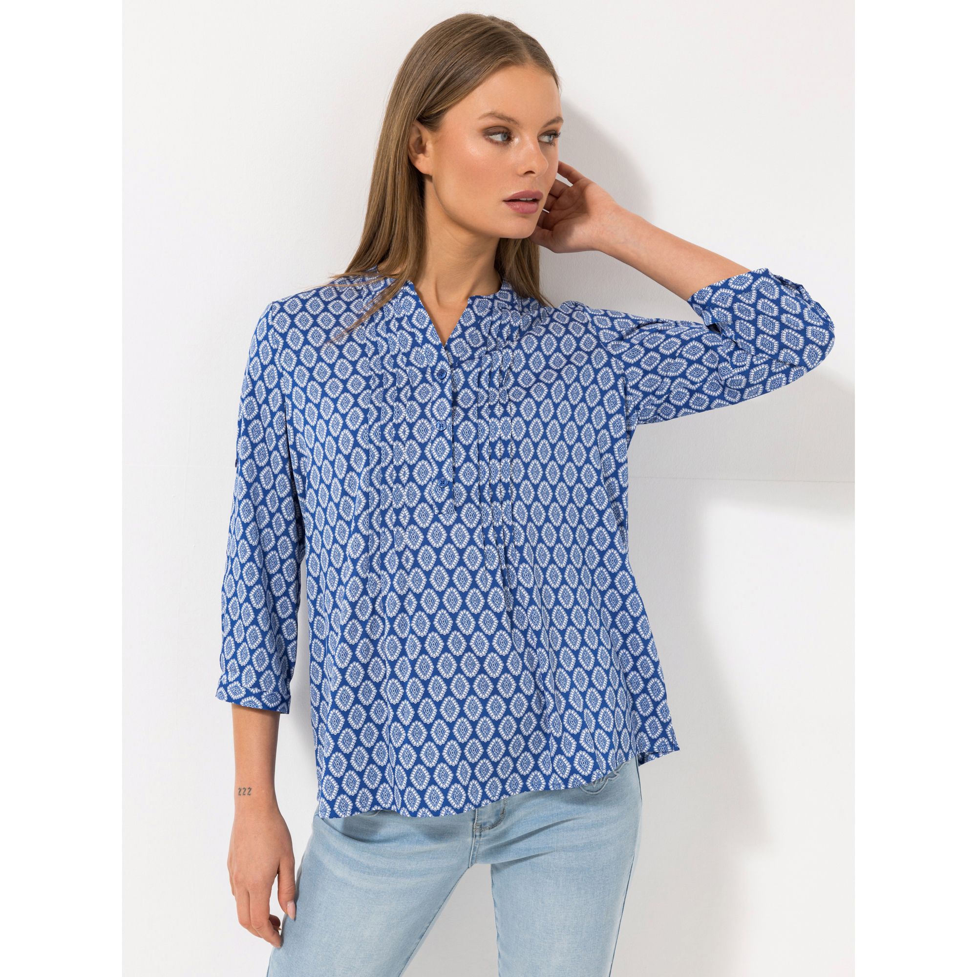 B-Ware STEFFEN SCHRAUT Bluse St. Tropez 3/4-Arm, Ärmelriegel kurze Knopfleiste