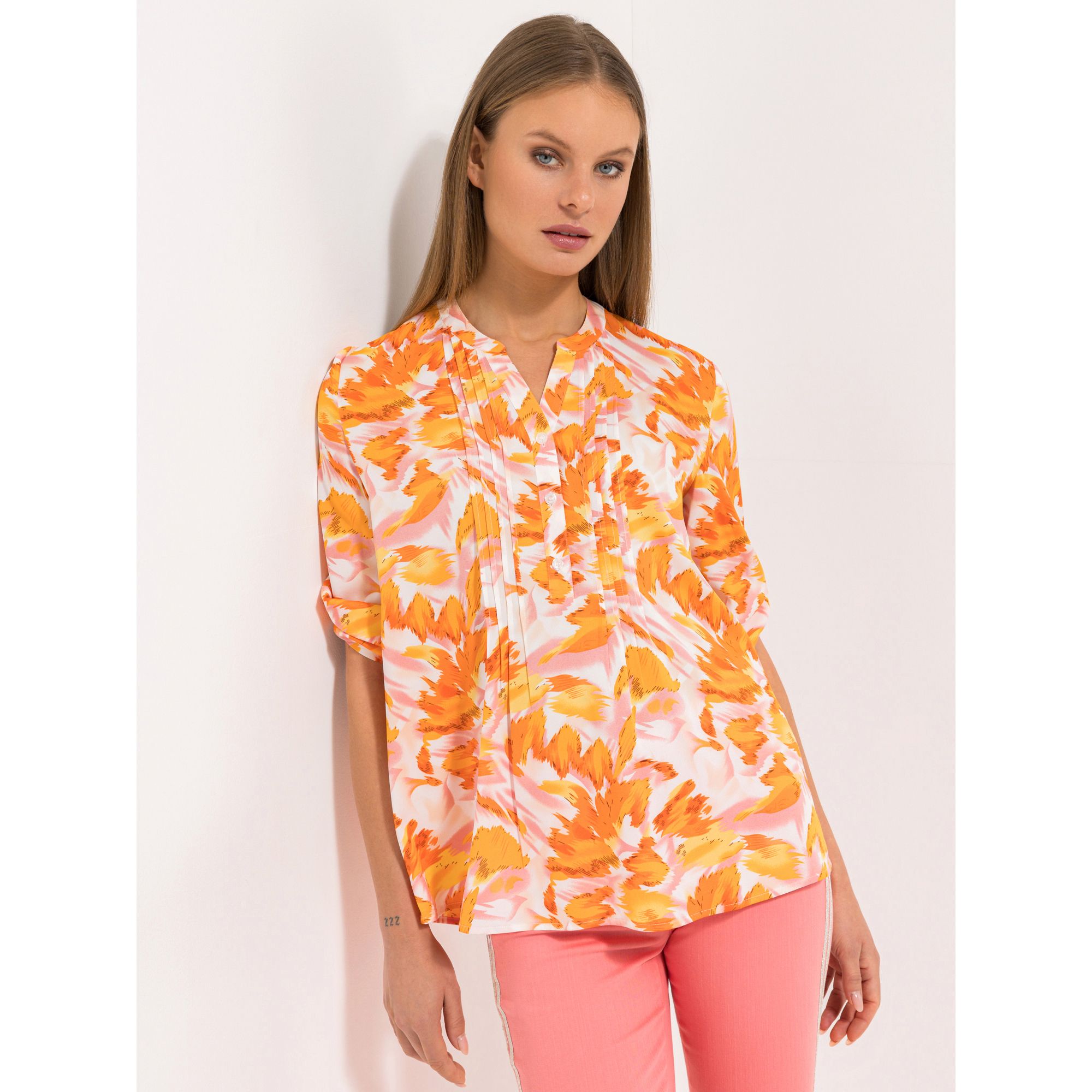 B-Ware STEFFEN SCHRAUT Bluse St. Tropez 3/4-Arm, Ärmelriegel kurze Knopfleiste