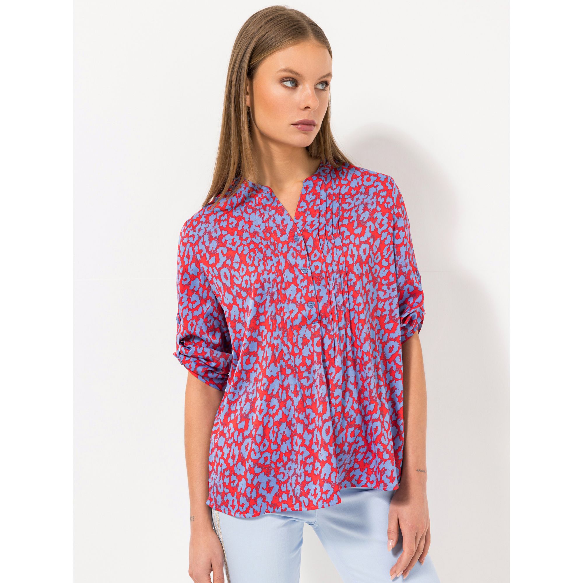 B-Ware STEFFEN SCHRAUT Bluse St. Tropez 3/4-Arm, Ärmelriegel kurze Knopfleiste