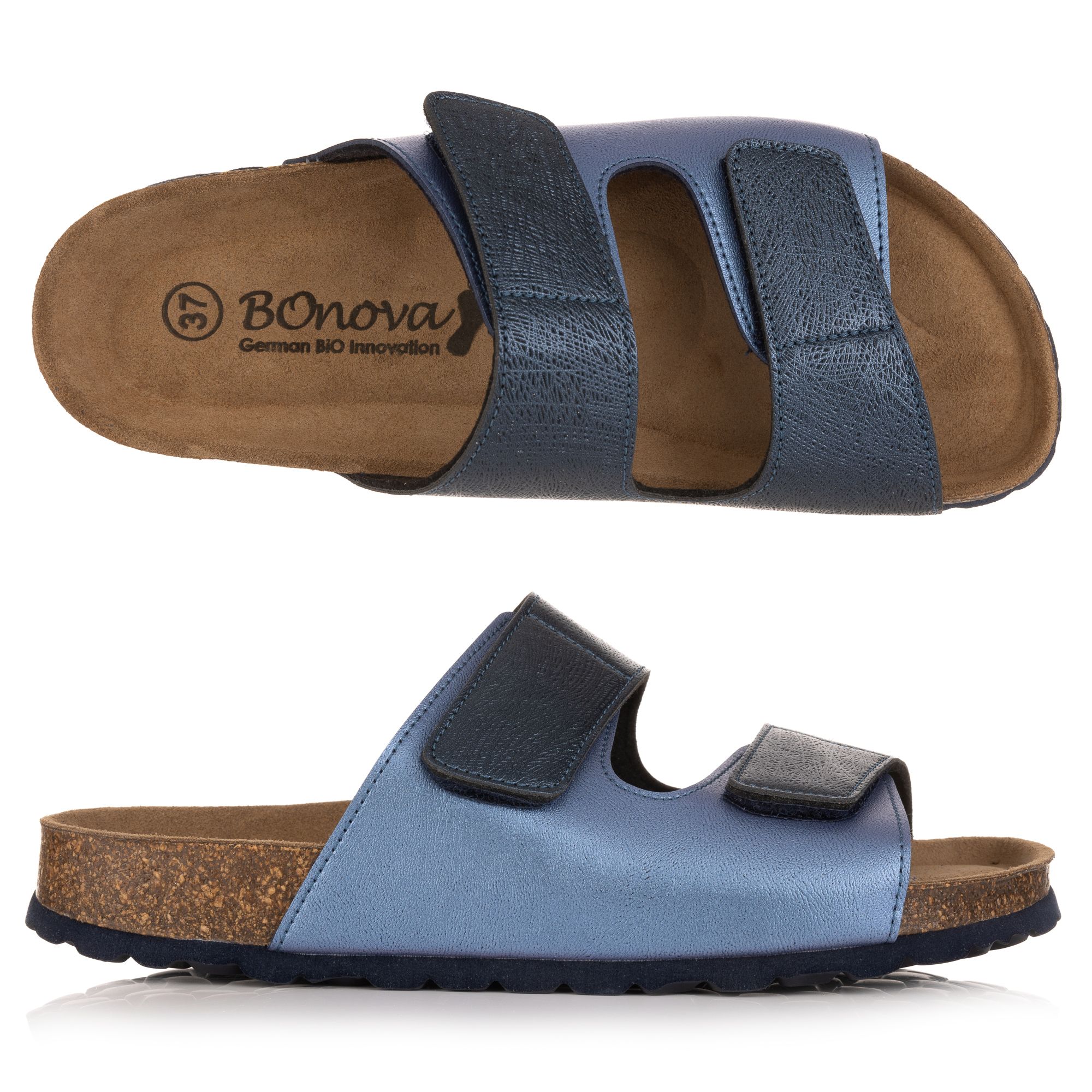 B-Ware BONOVA Damen-Pantolette Bonoperlato Klettverschluss