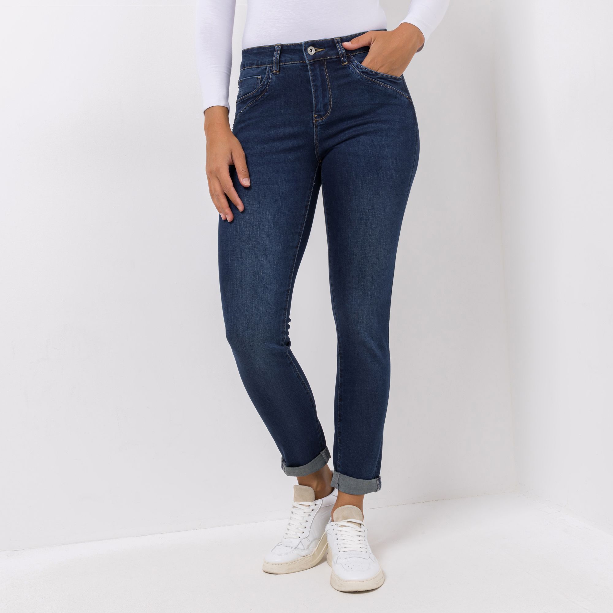 B-Ware DINE 'N' DANCE Jeanshose, Salsa 5-Pocket-Style dekorativer Strass