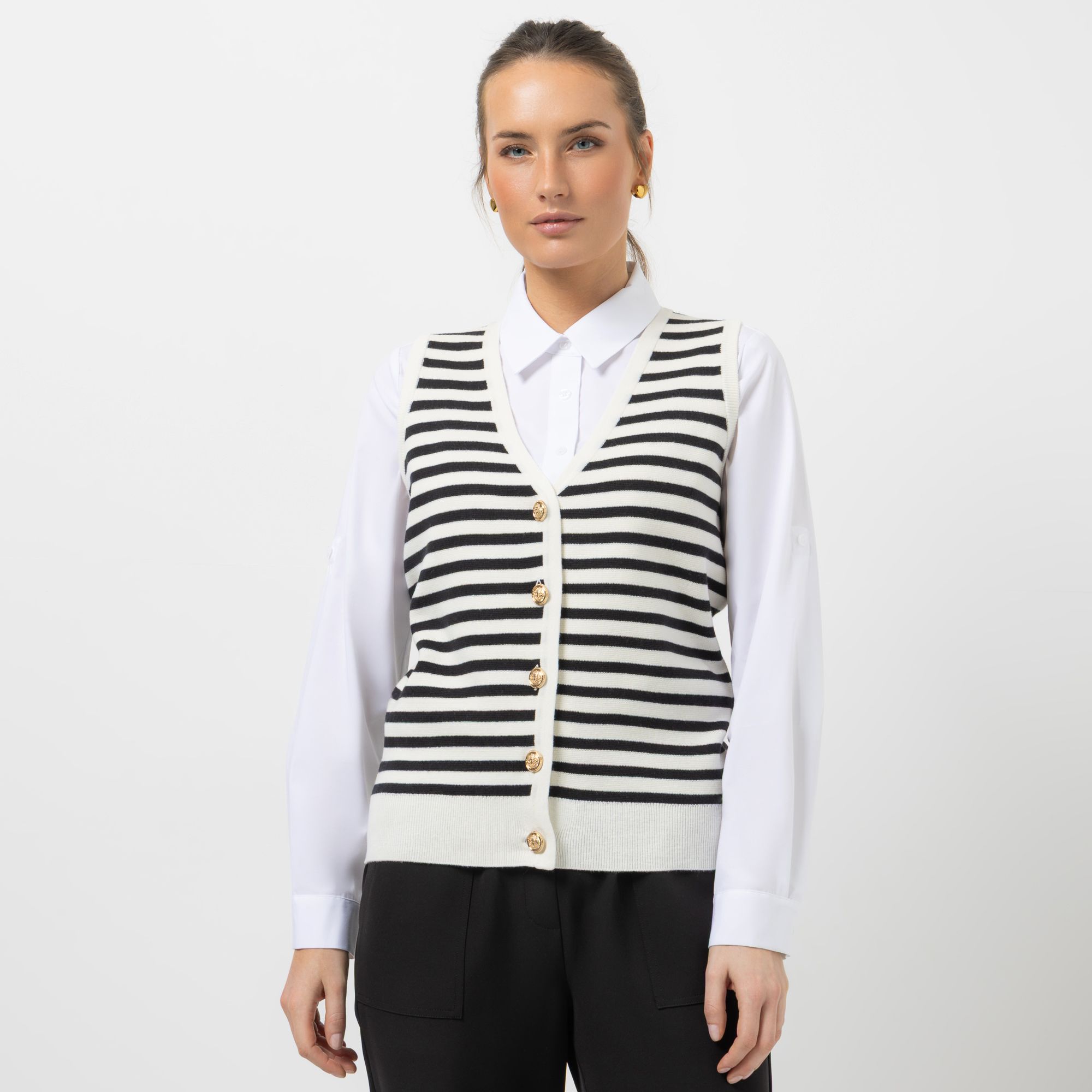 B-Ware STEFFEN SCHRAUT Strickweste V-Ausschnitt Schmuckknöpfe