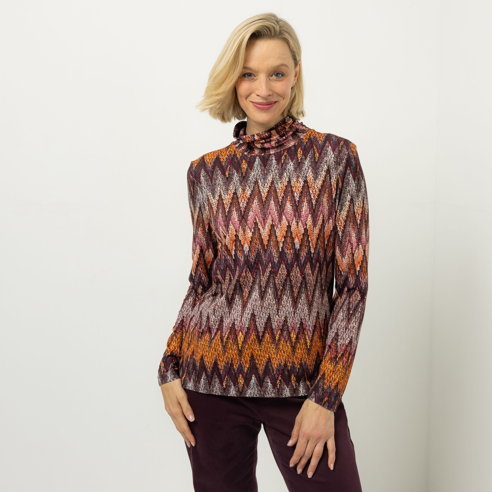 B-Ware DINE 'N' DANCE Shirt, Langarm Rollkragen allover Druck
