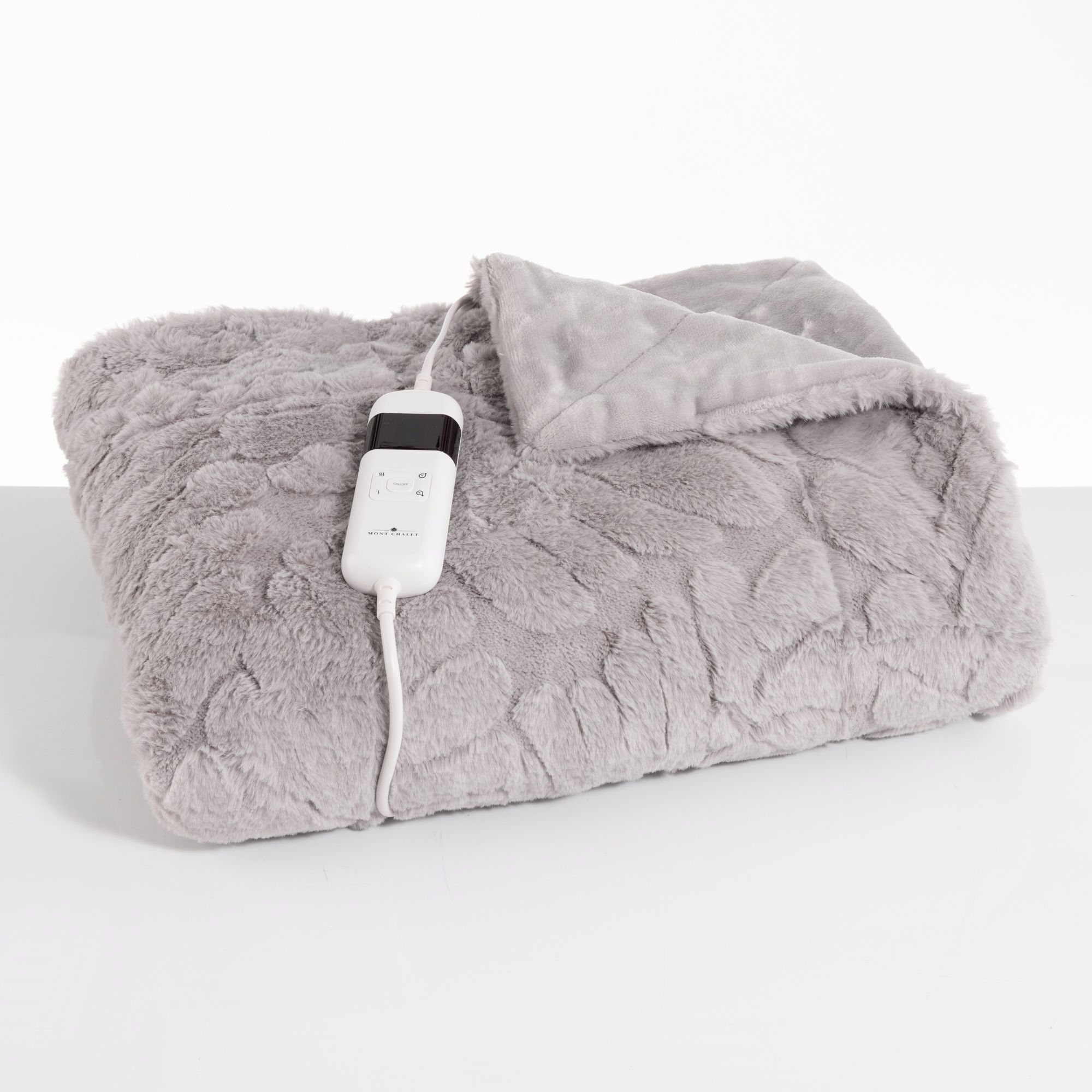 B-Ware MONT CHALET Fellimitat-Heizdecke strukturiert Mikrofaser-Abseite