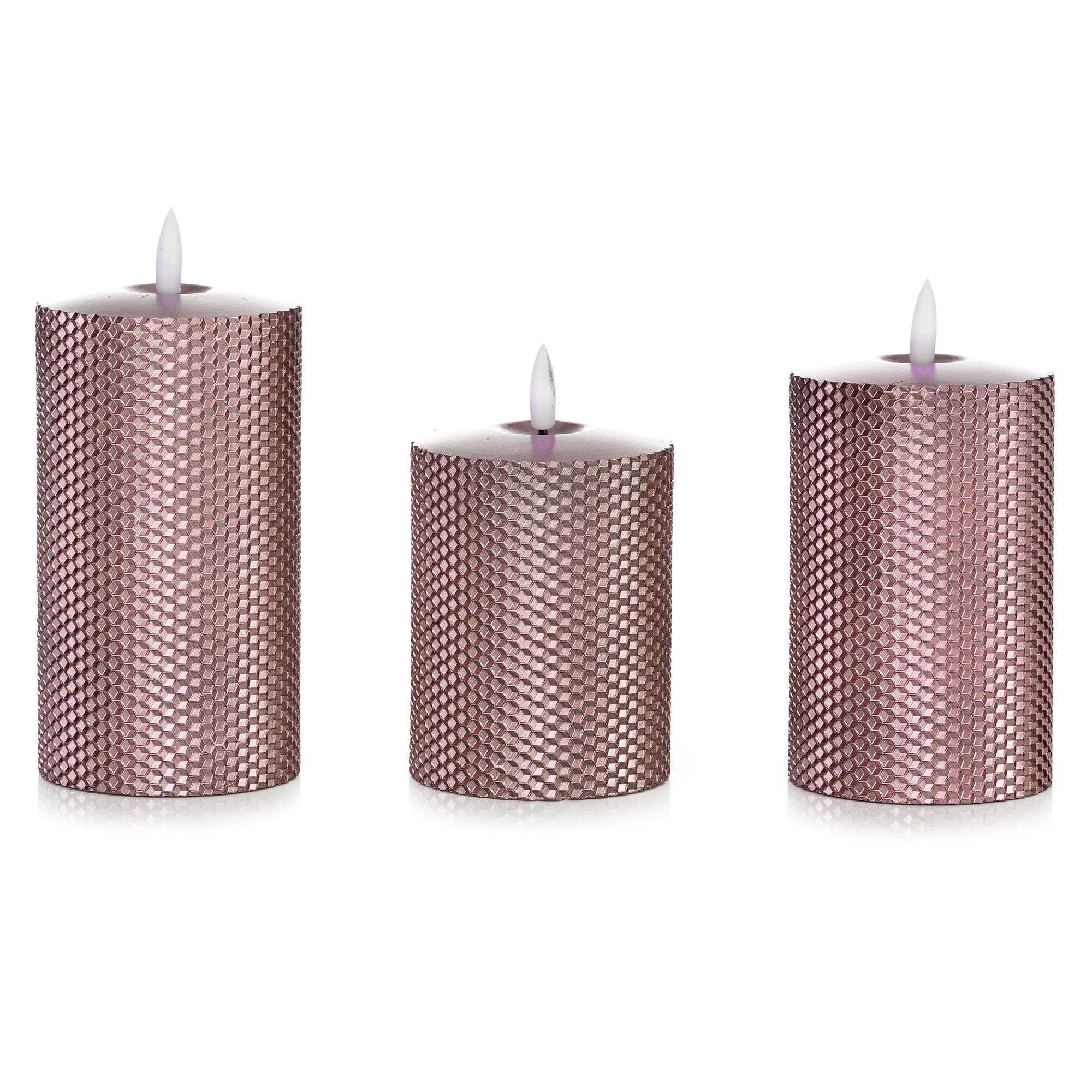 B-Ware ELAMBIA 3 LED-Kerzen Metallic-Wabendesign Dual-Timer, Luma