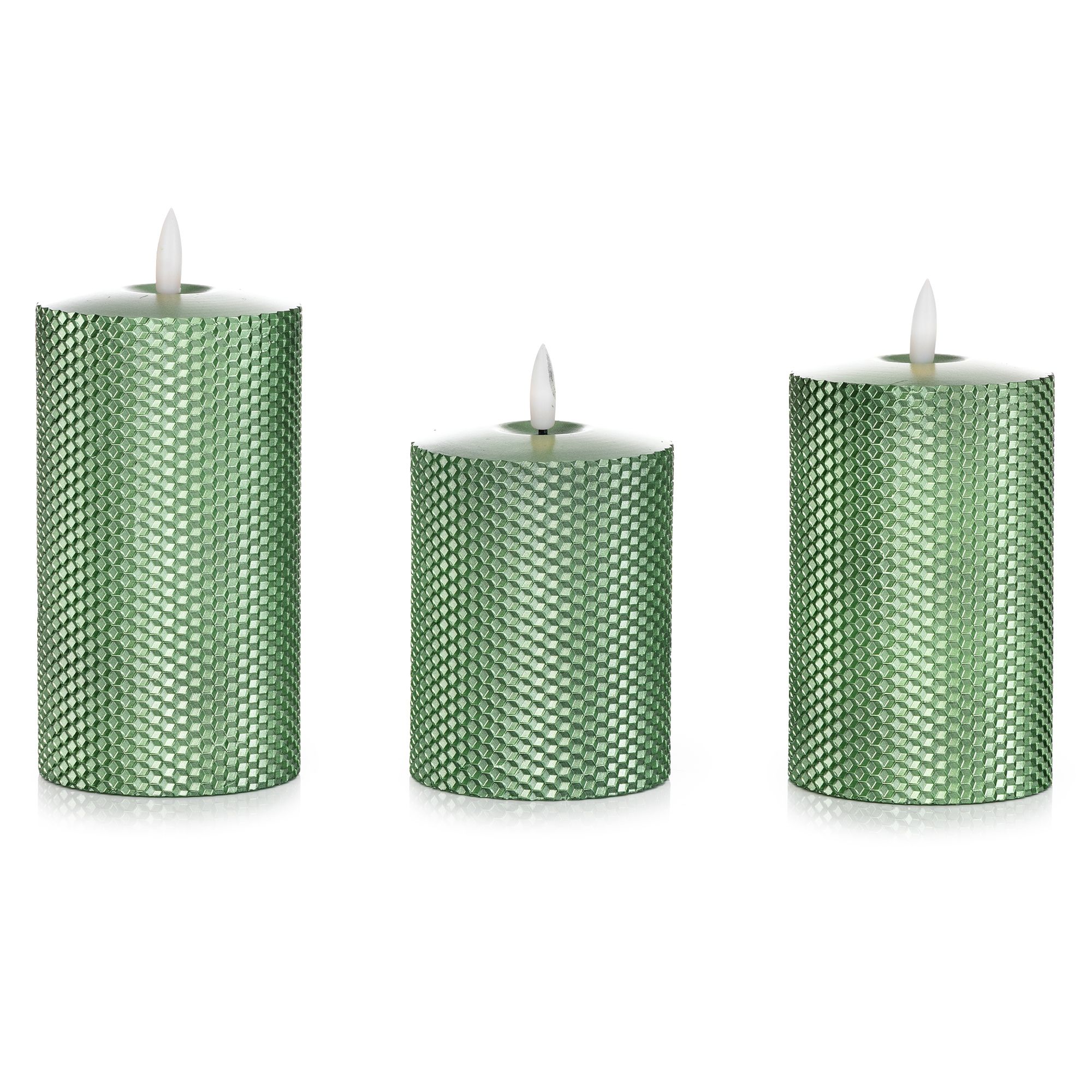 B-Ware ELAMBIA 3 LED-Kerzen Metallic-Wabendesign Dual-Timer, Luma