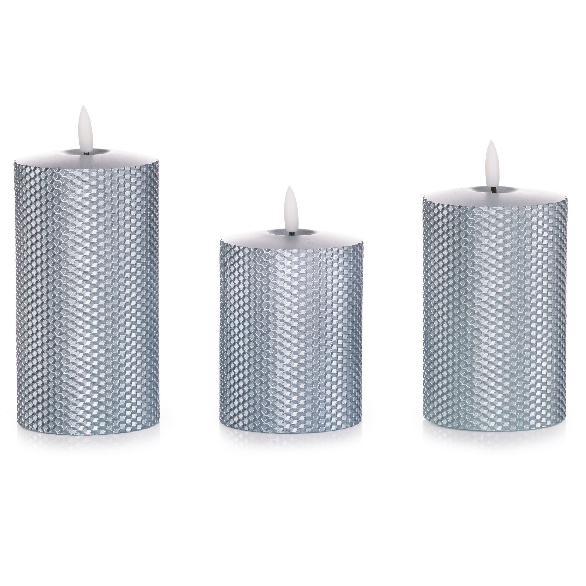 B-Ware ELAMBIA 3 LED-Kerzen Metallic-Wabendesign Dual-Timer, Luma