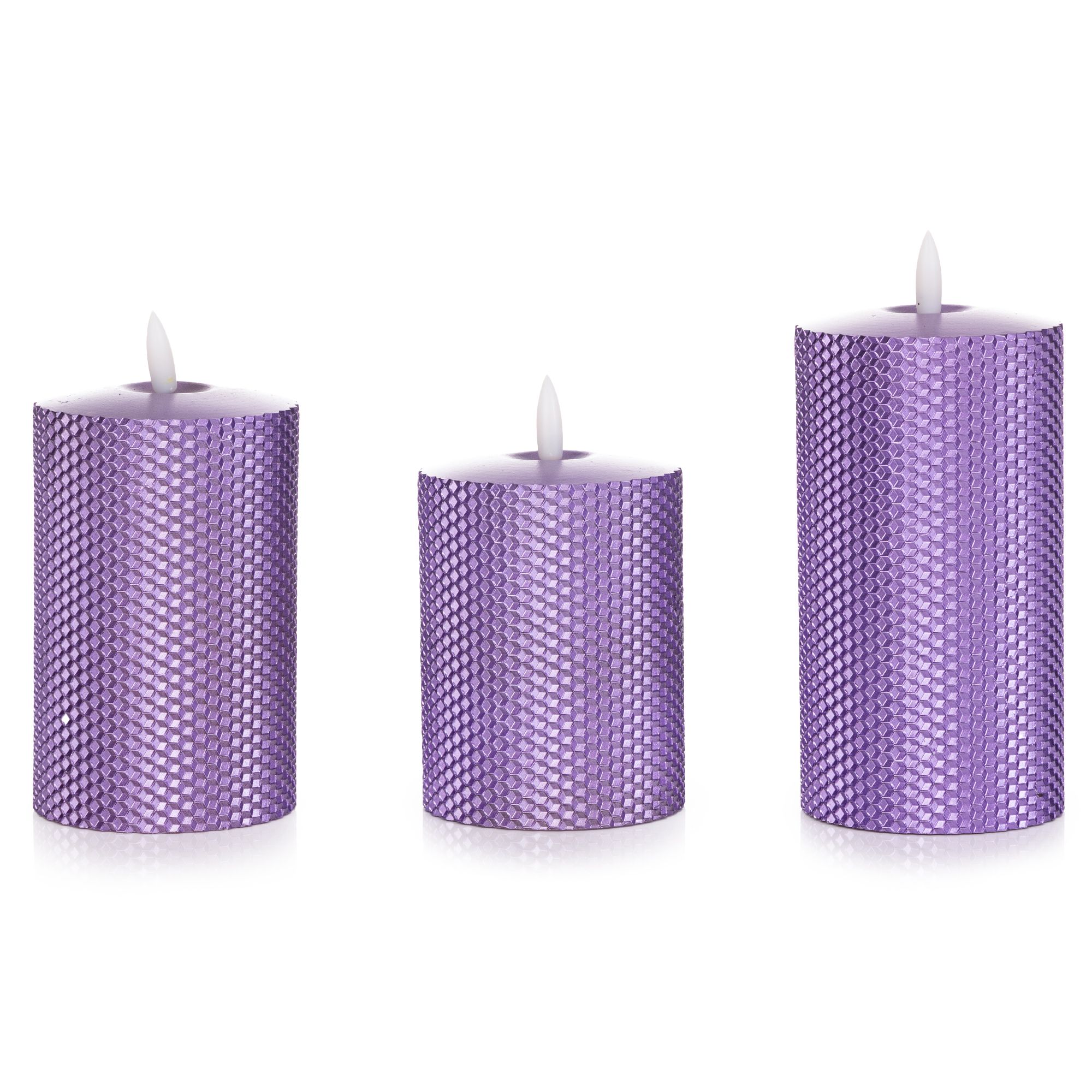 B-Ware ELAMBIA 3 LED-Kerzen Metallic-Wabendesign Dual-Timer, Luma