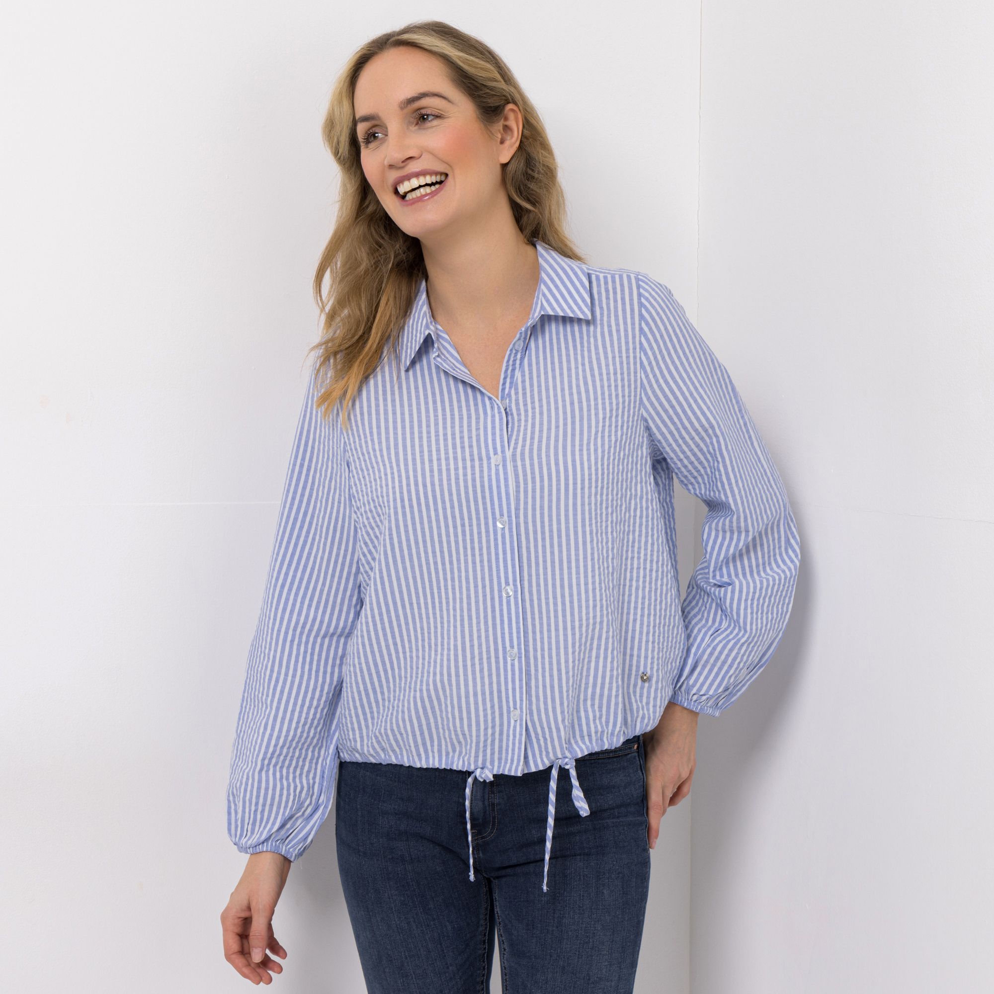 B-Ware DINE 'N' DANCE Bluse, Langarm kurze Form Bindeband