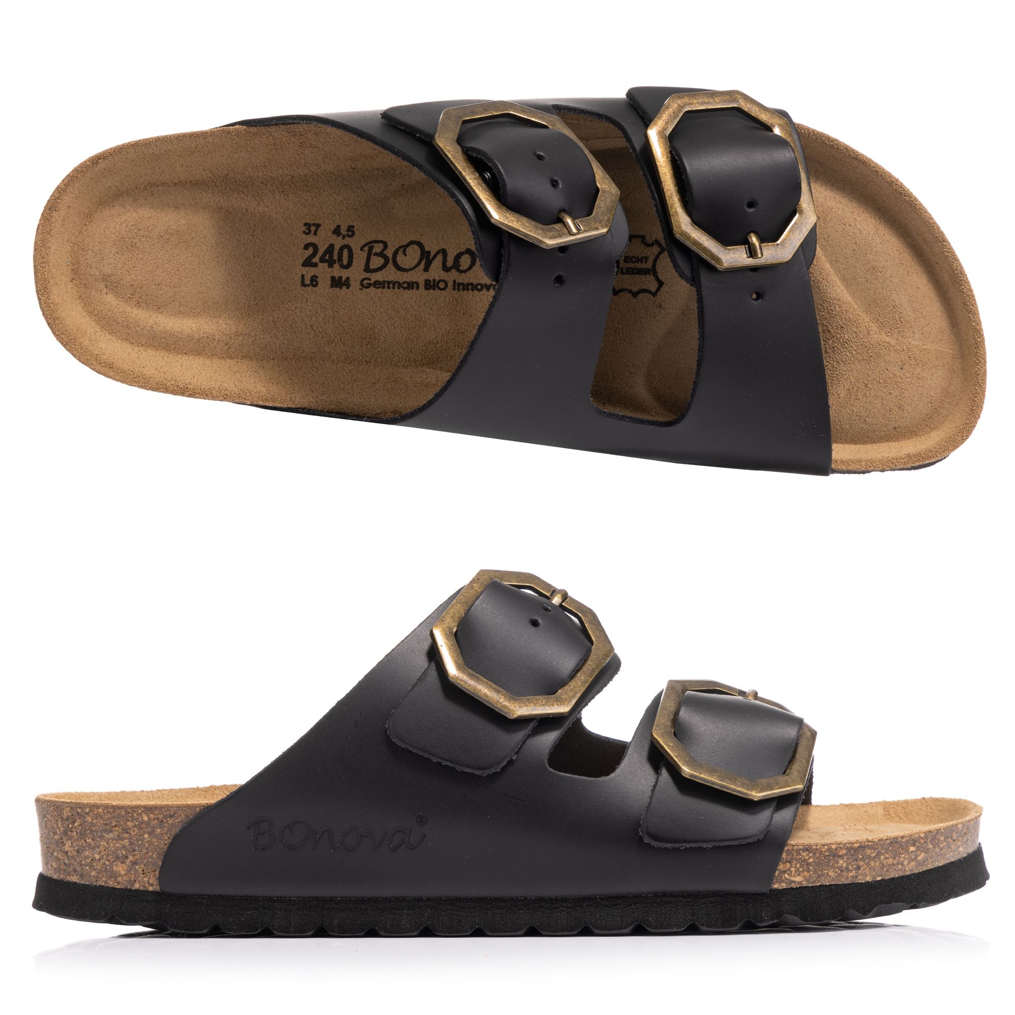 B-Ware BONOVA Damen-Pantolette echt Leder verstl. Riemen