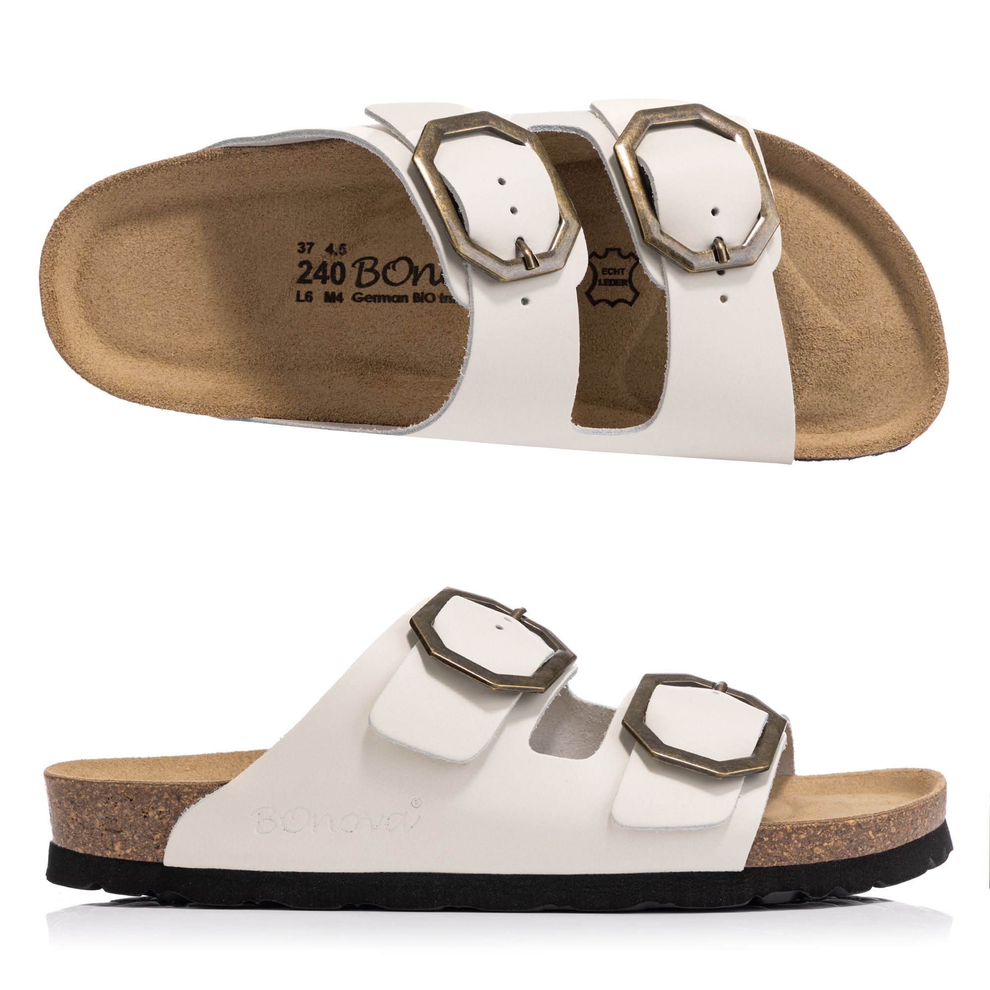 B-Ware BONOVA Damen-Pantolette echt Leder verstl. Riemen