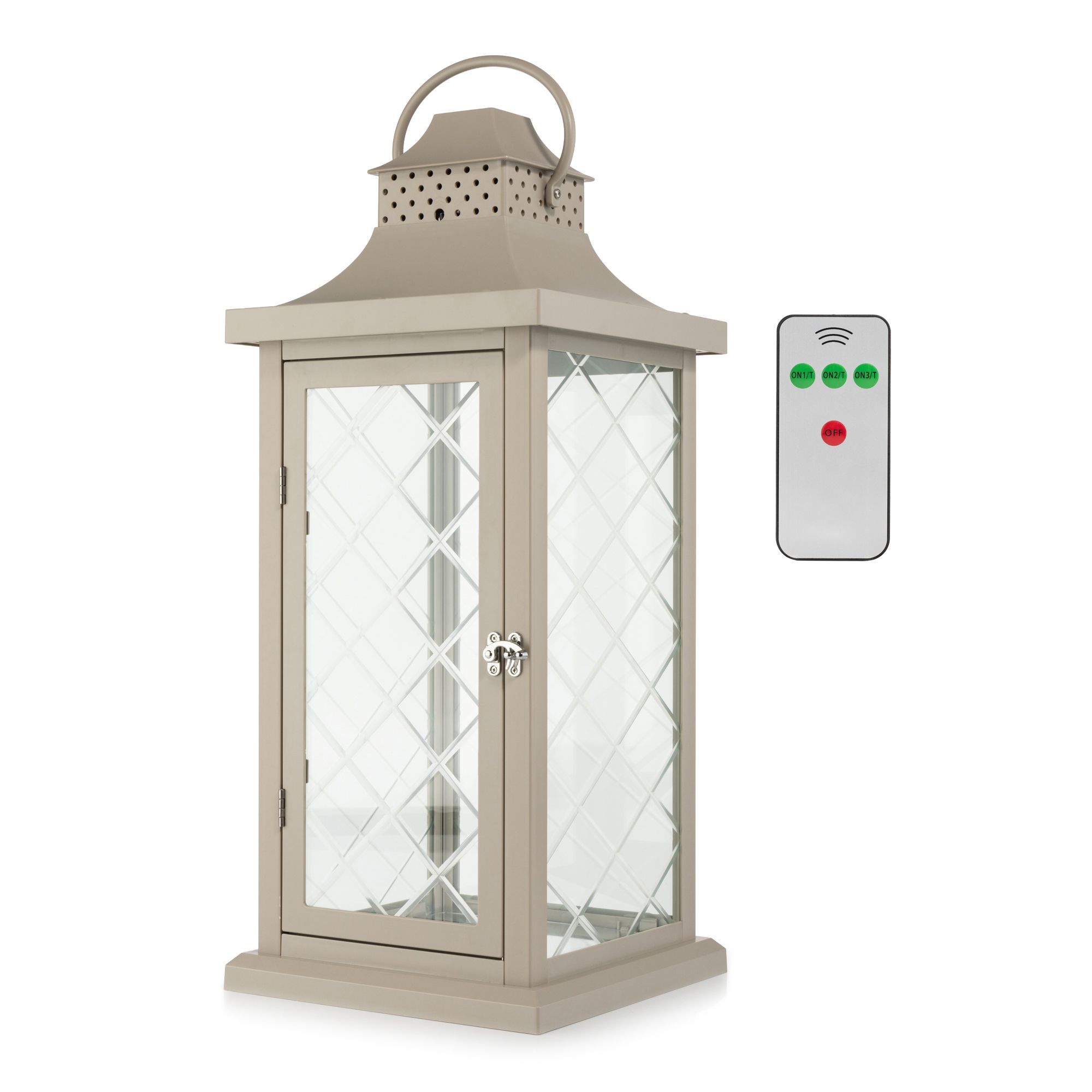 B-Ware LUMIDA Xmas XL-Outdoorlaterne Dekor-Glas mit Tür 3-fach Leuchteffekt