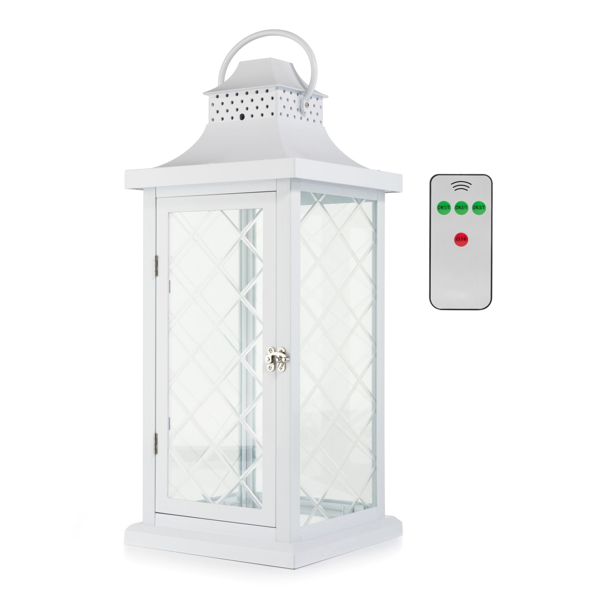 B-Ware LUMIDA Xmas XL-Outdoorlaterne Dekor-Glas mit Tür 3-fach Leuchteffekt