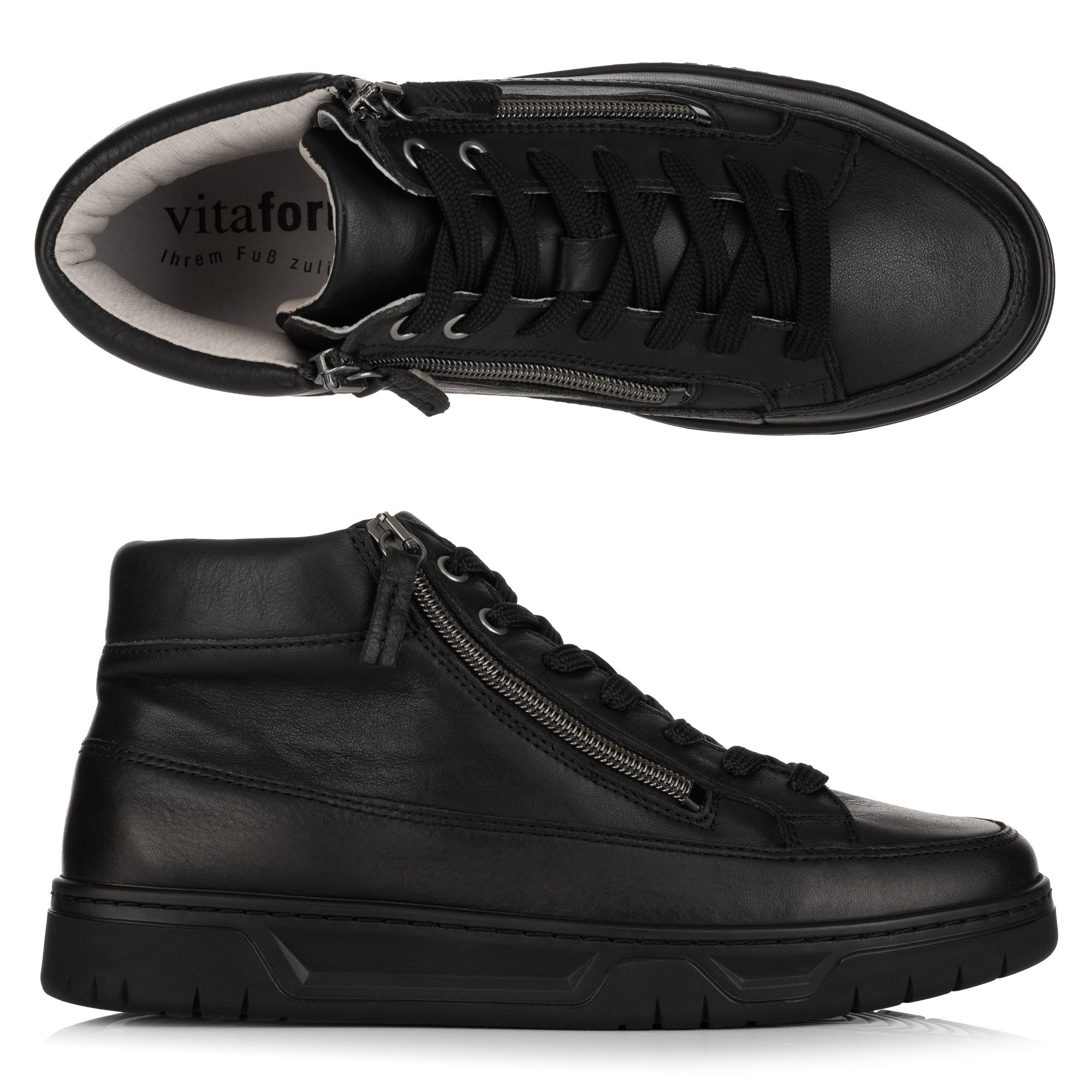 B-Ware VITAFORM Damen-Hightop Sneaker Softnappa 2 Reißverschlüsse