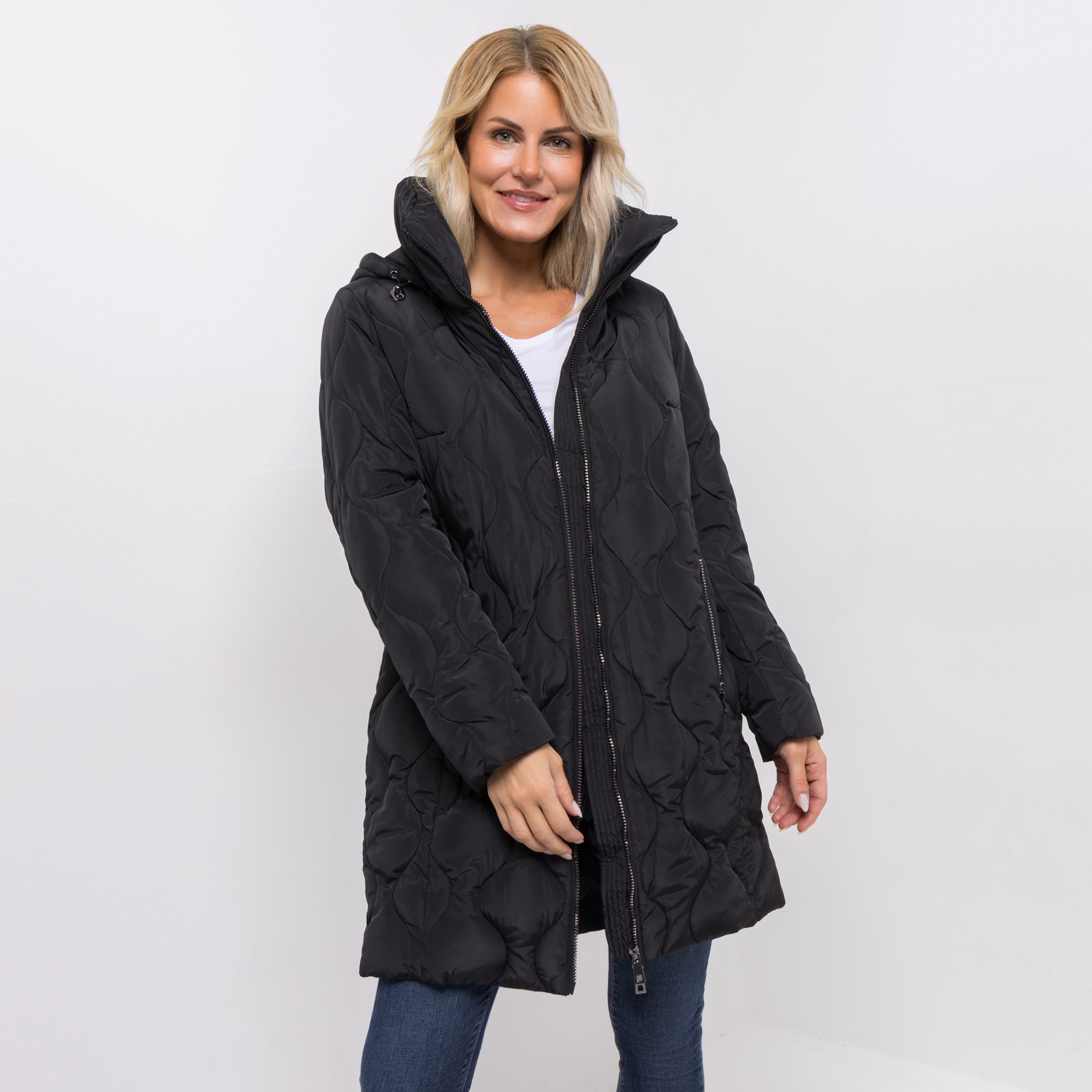 B-Ware CENTIGRADE Steppmantel hoher Zierstehkragen 2-Wege-Reißverschluss