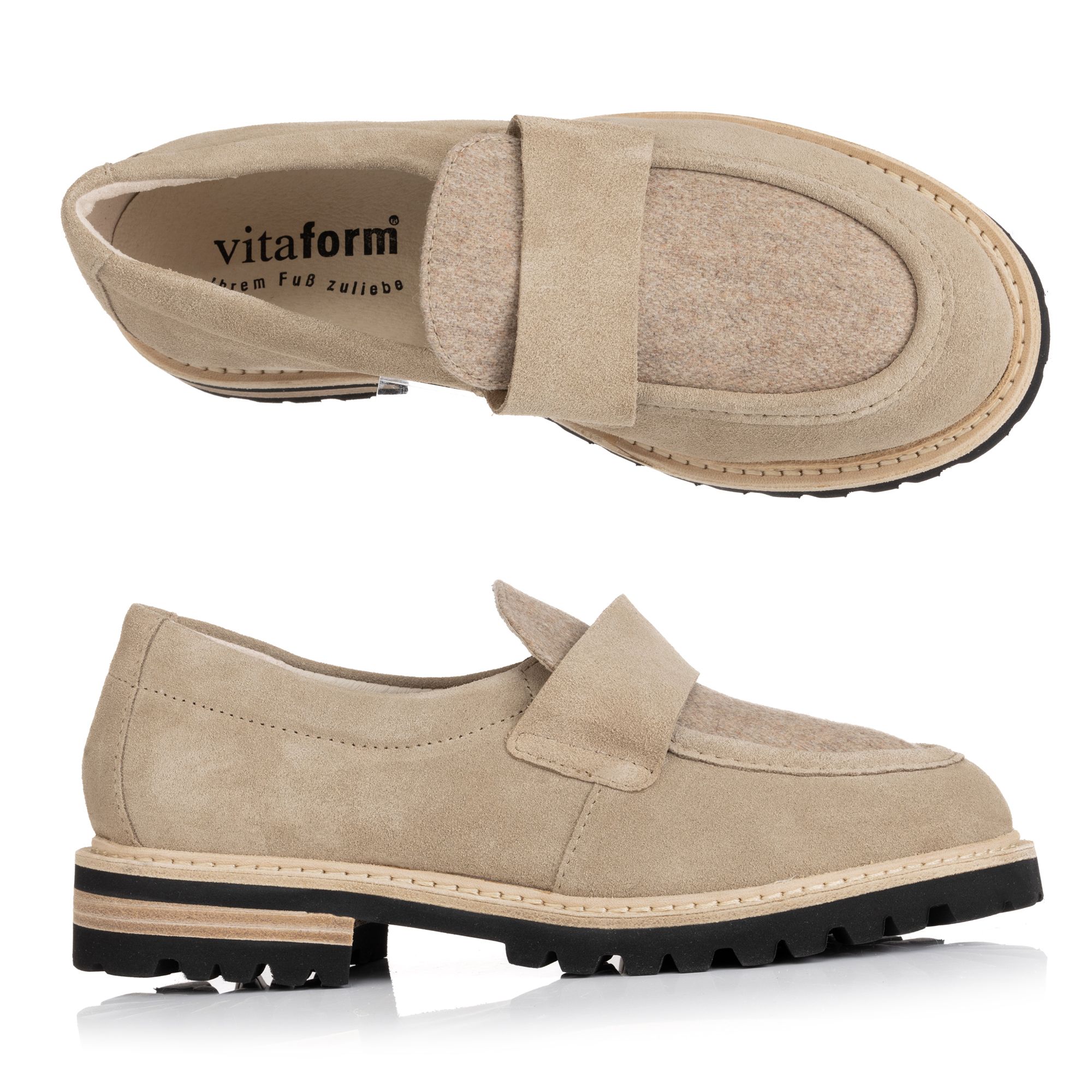 B-Ware VITAFORM Damen-Slipper Veloursleder Filzblatt