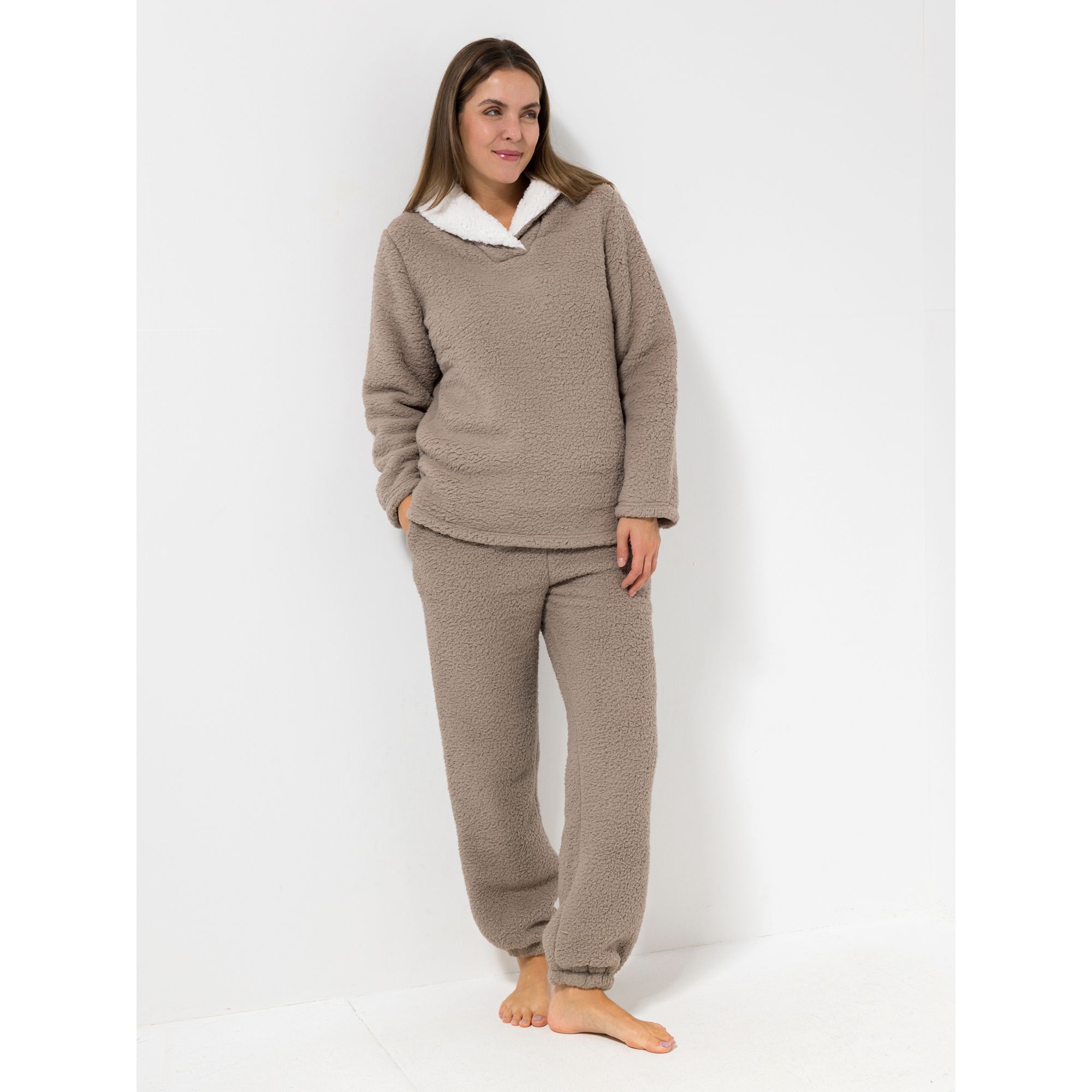 B-Ware MONT CHALET Damen-Hausanzug uni Schäfchenfellimitat