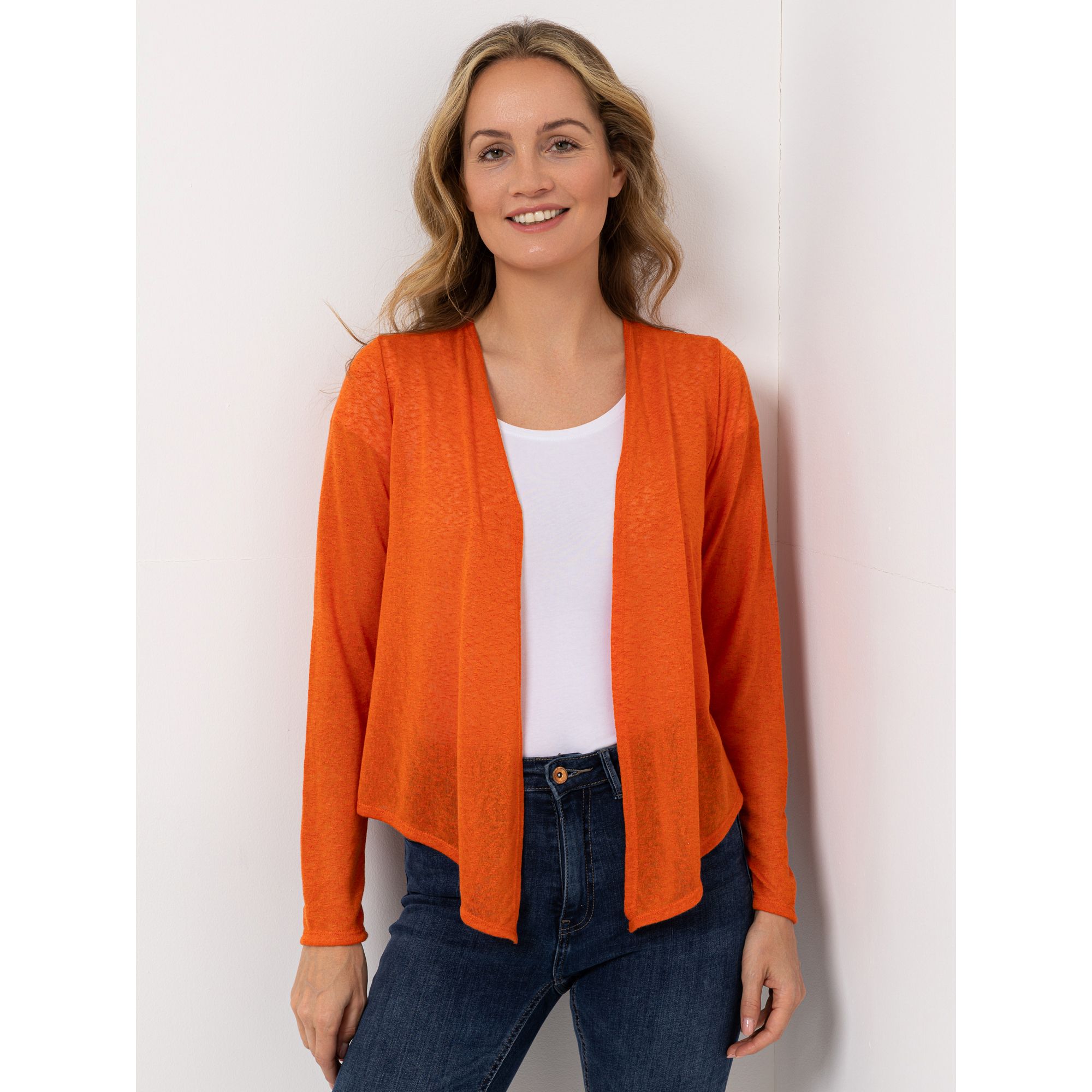 B-Ware KIM & CO. Bolero, Langarm Leinen-Optik Jersey offene Front