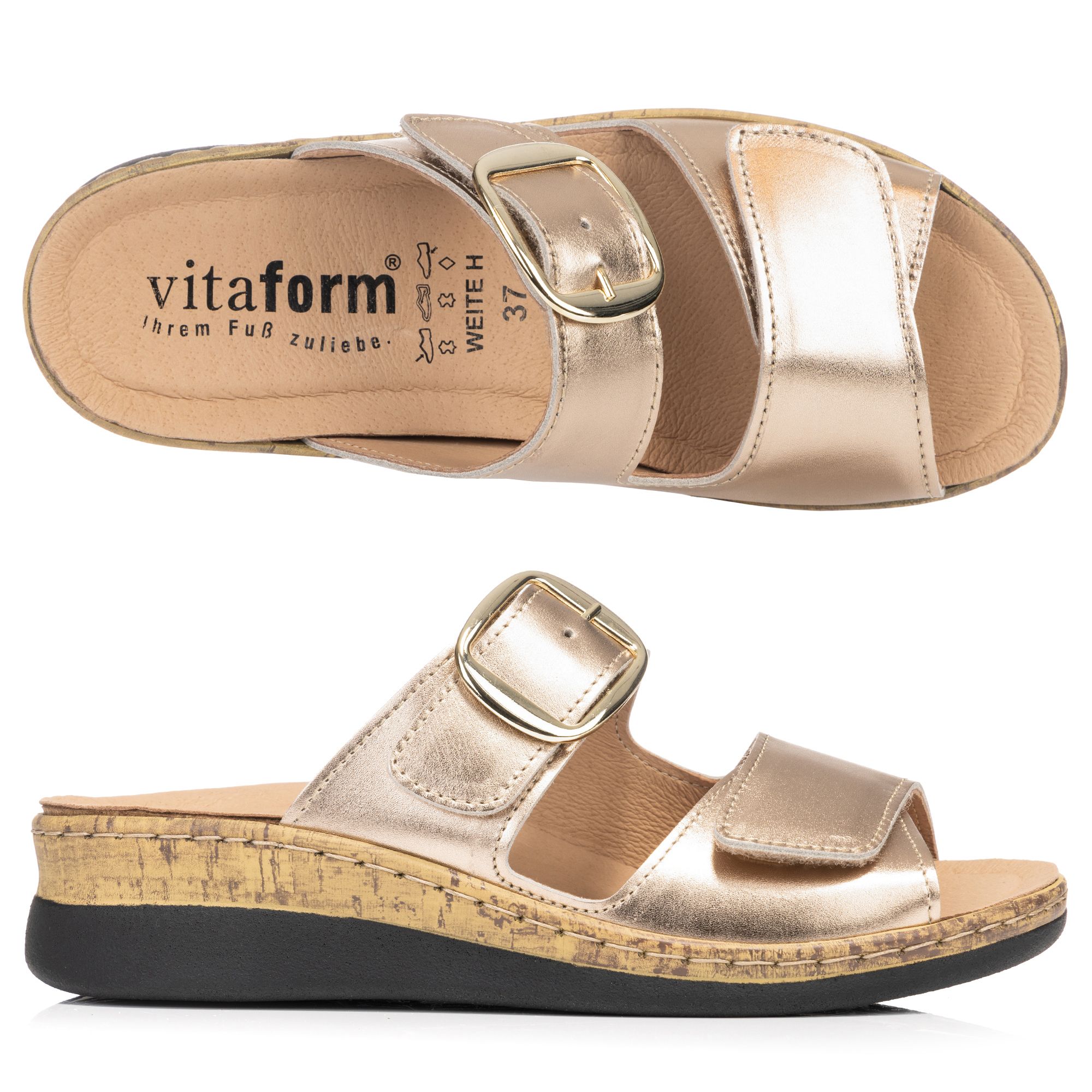 B-Ware VITAFORM Damen- Pantolette echt Leder große Schnalle