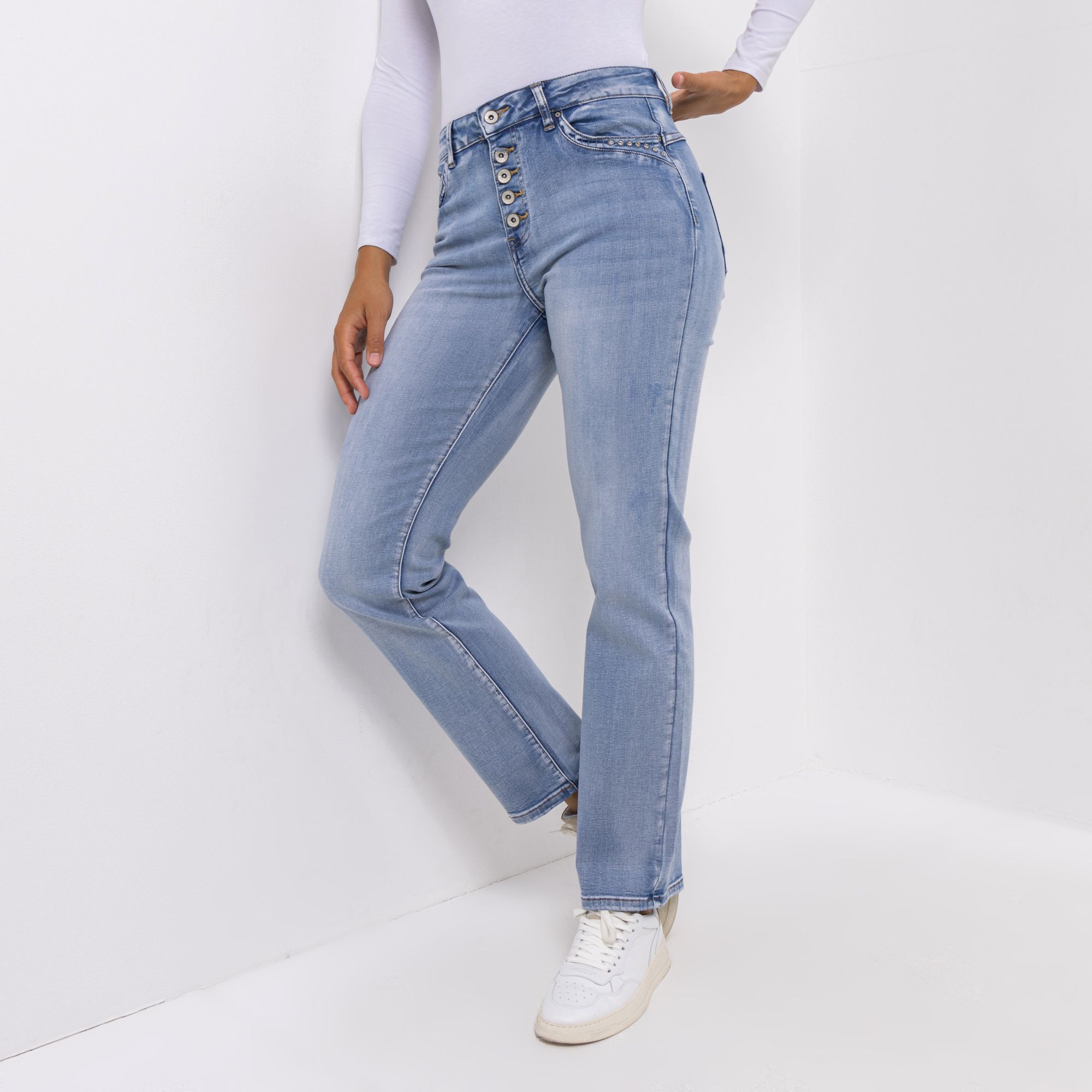 B-Ware DINE 'N' DANCE Jeanshose Lambada 5-Pocket Style Knopfleiste