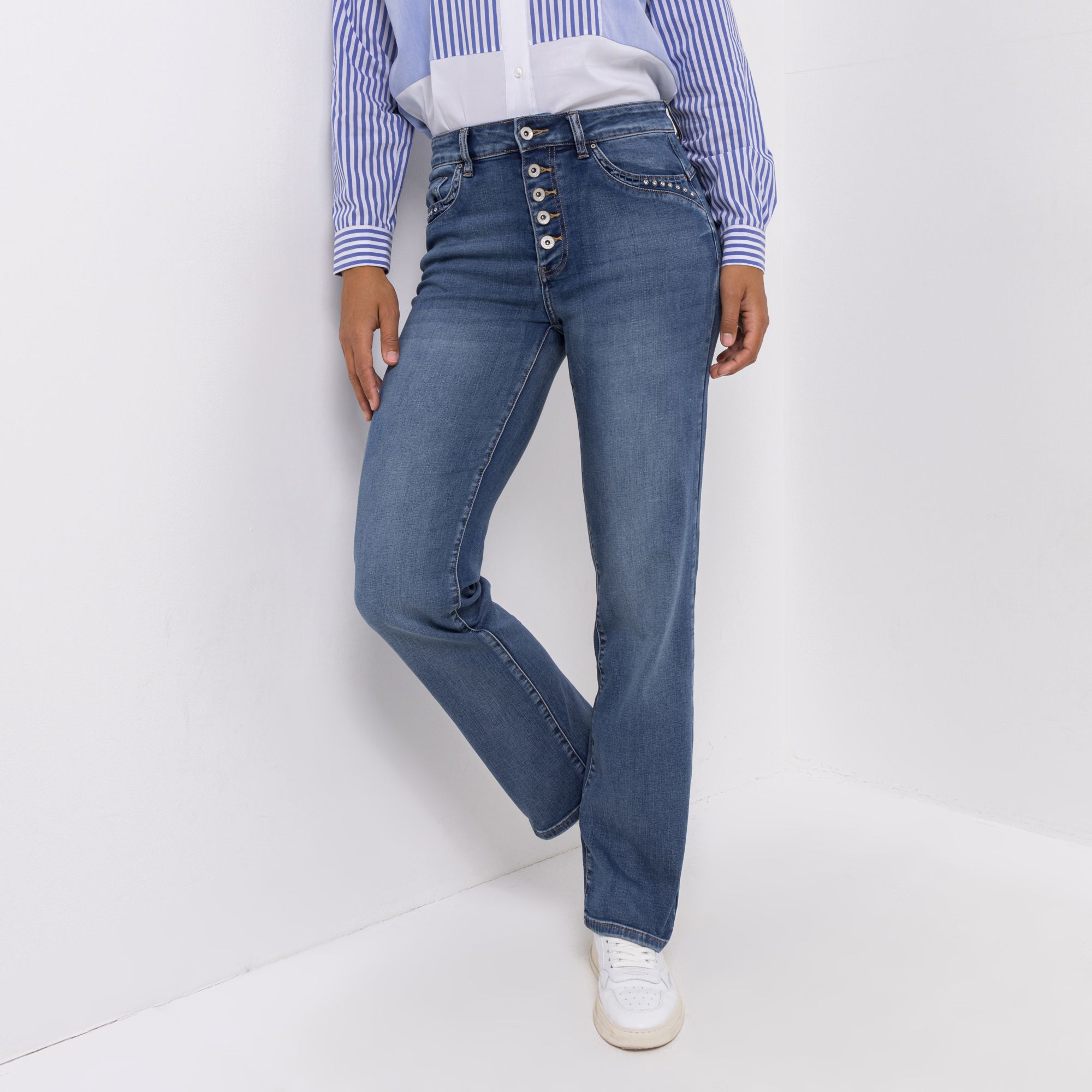 B-Ware DINE 'N' DANCE Jeanshose Lambada 5-Pocket Style Knopfleiste