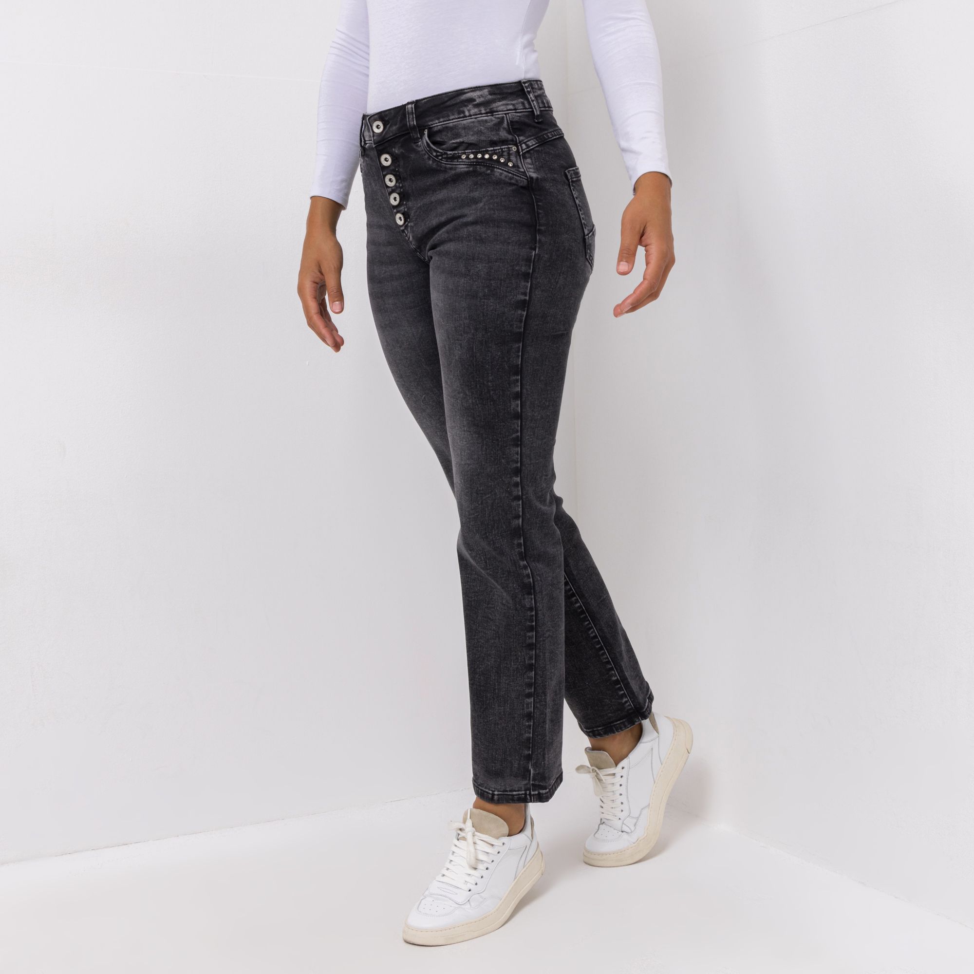 B-Ware DINE 'N' DANCE Jeanshose Lambada 5-Pocket Style Knopfleiste